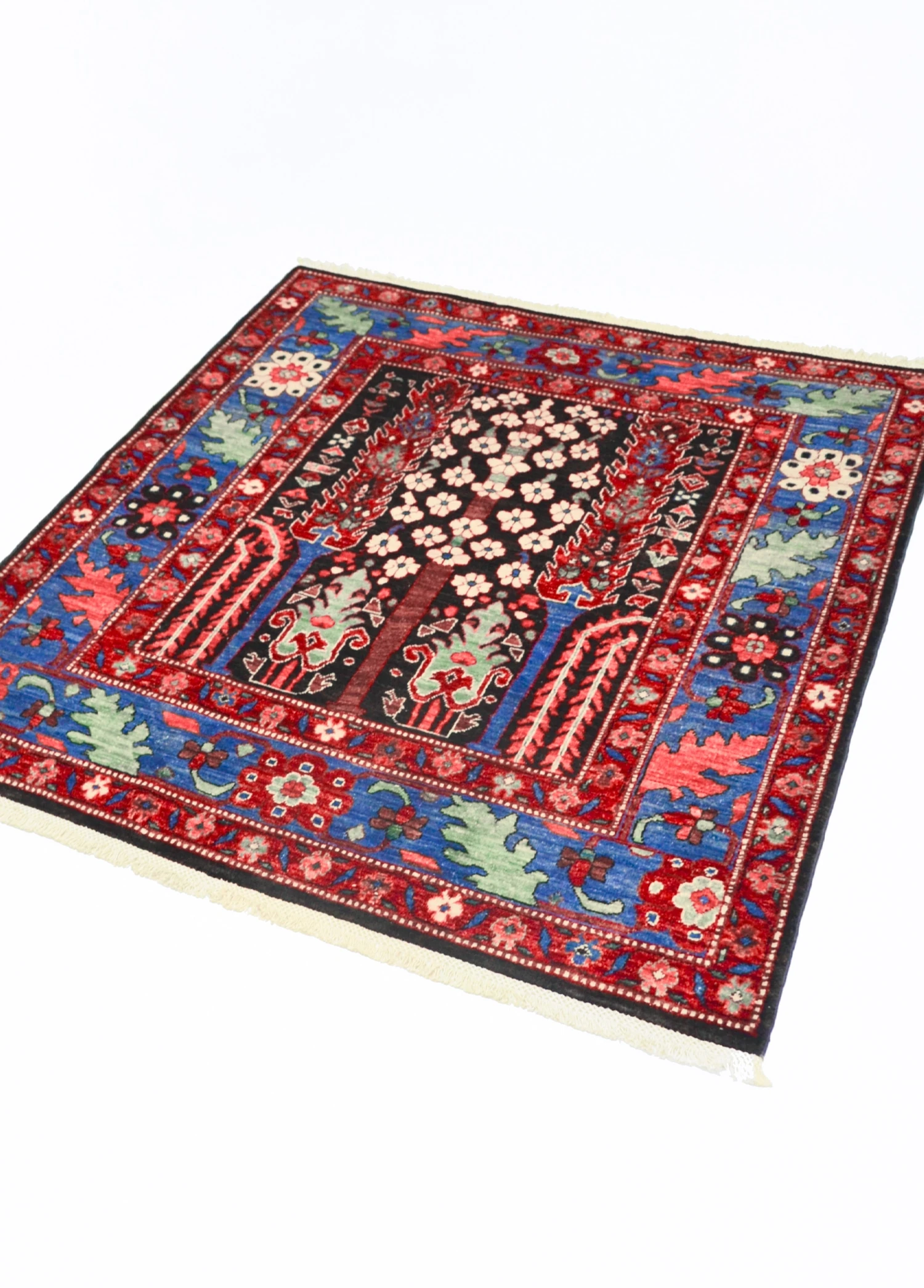 Yünden El Dokuma Hayat Ağacı Motifli Afgan Halısı 147x179 cm (2.63 m²)