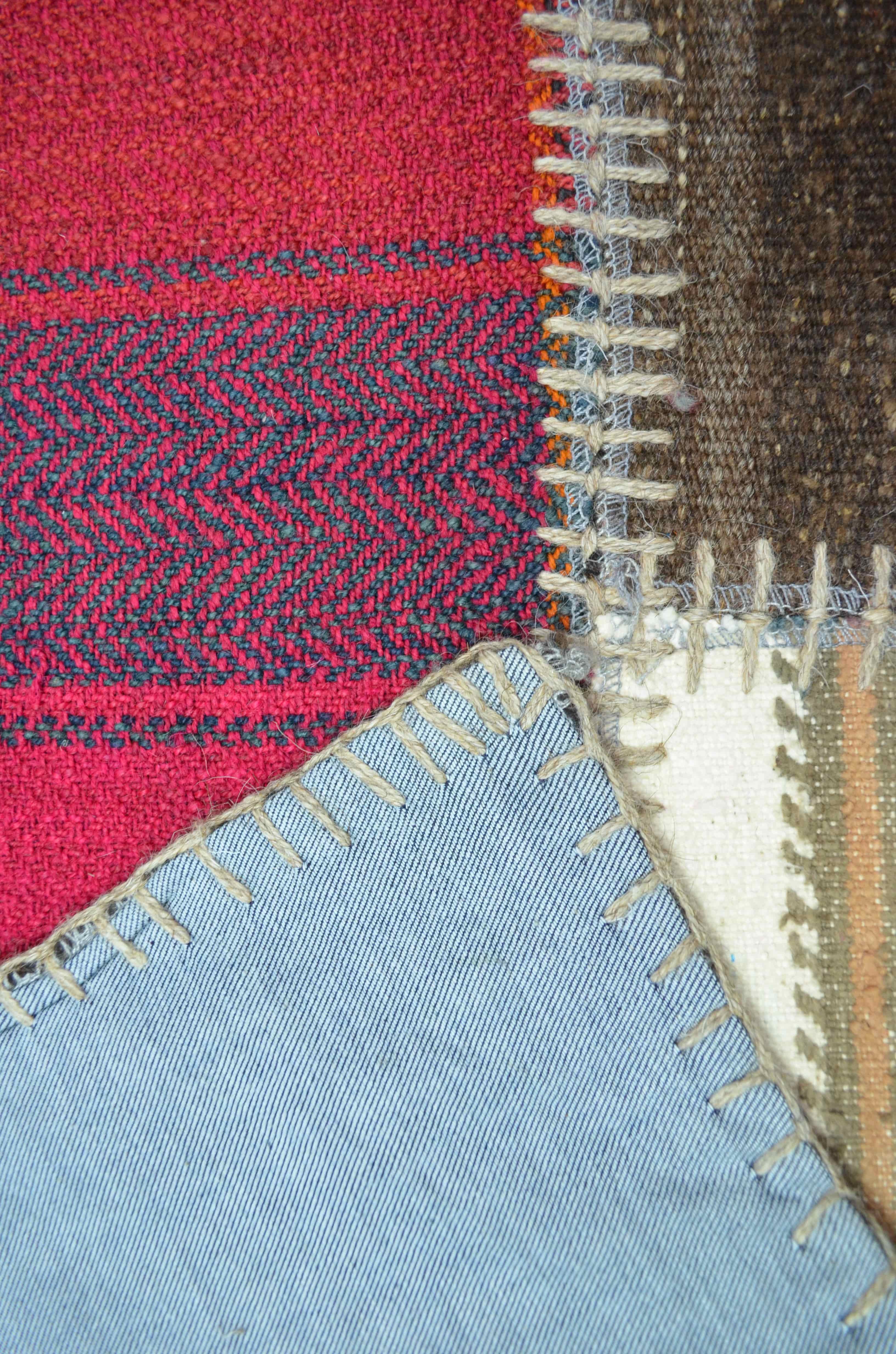 Patchwork El Dokuma Yün Kilim Karışık Renkli 101x102 cm (1.03 m²)