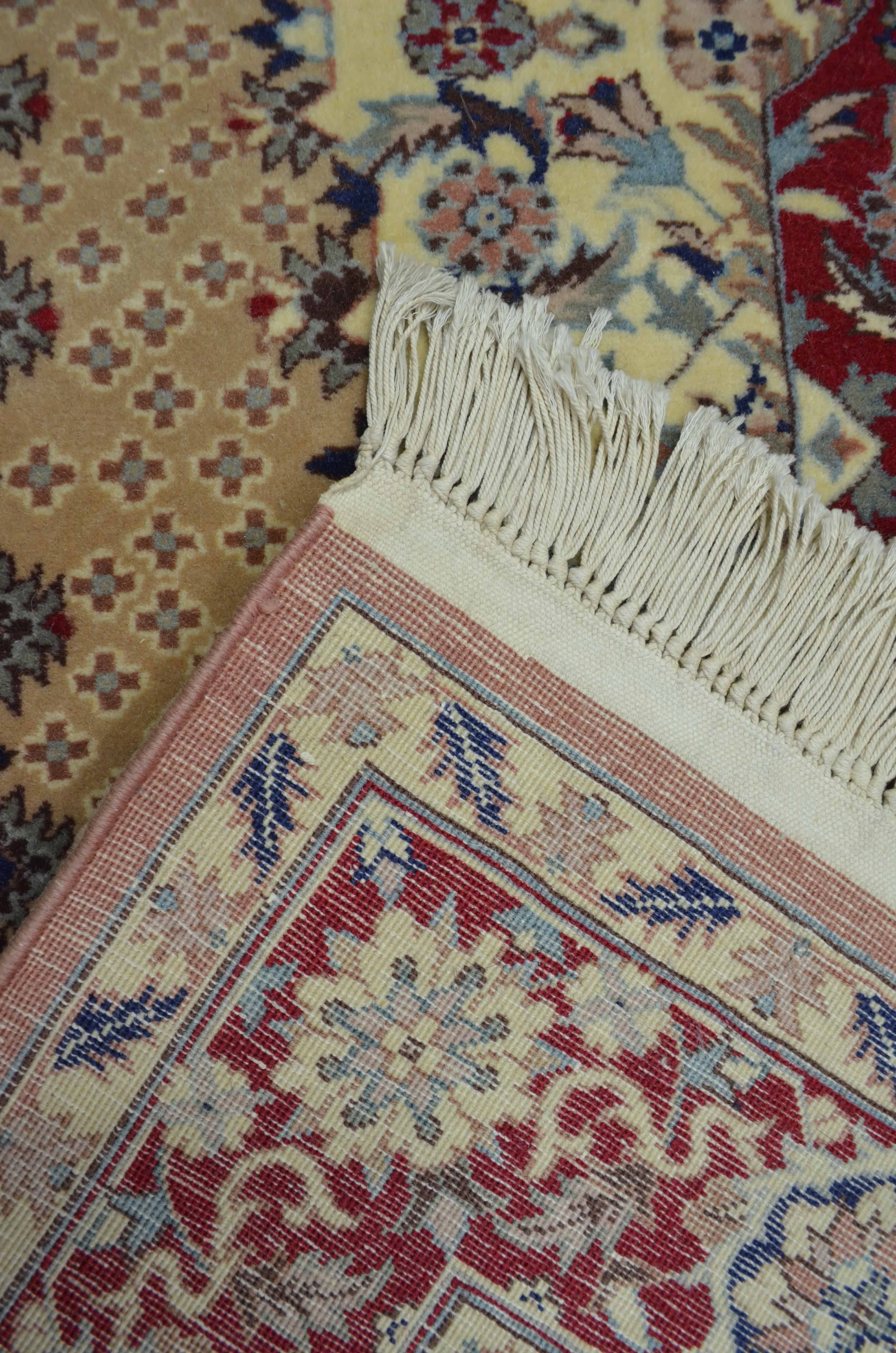 İran Saruk El Dokuma Bej ve Kırmızı Renk Yün Halı 93x150 cm (1.39 m²)