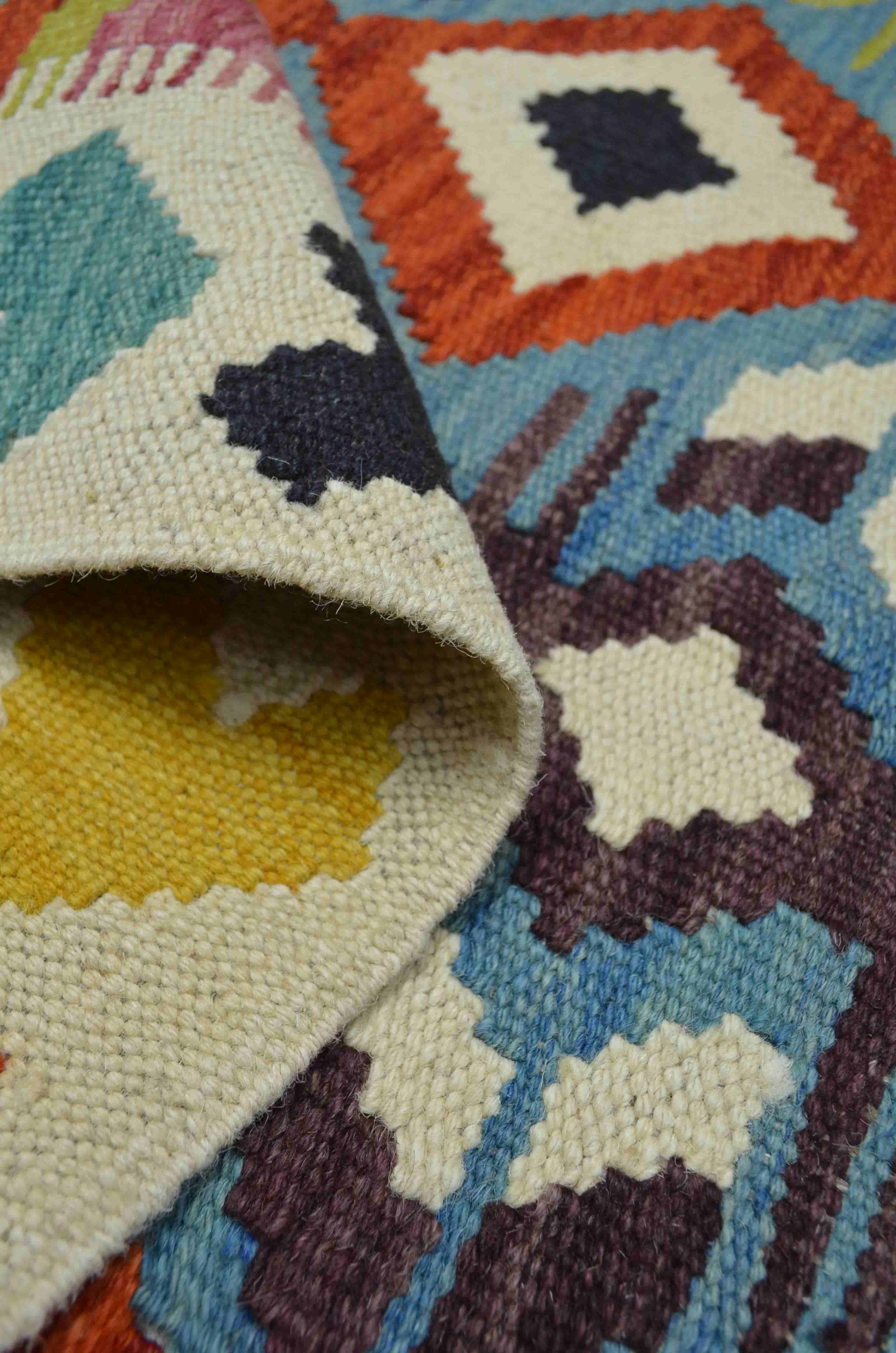 Yün İplikten El Dokuma Afgan Kilim 98x142 cm (1.39 m²)