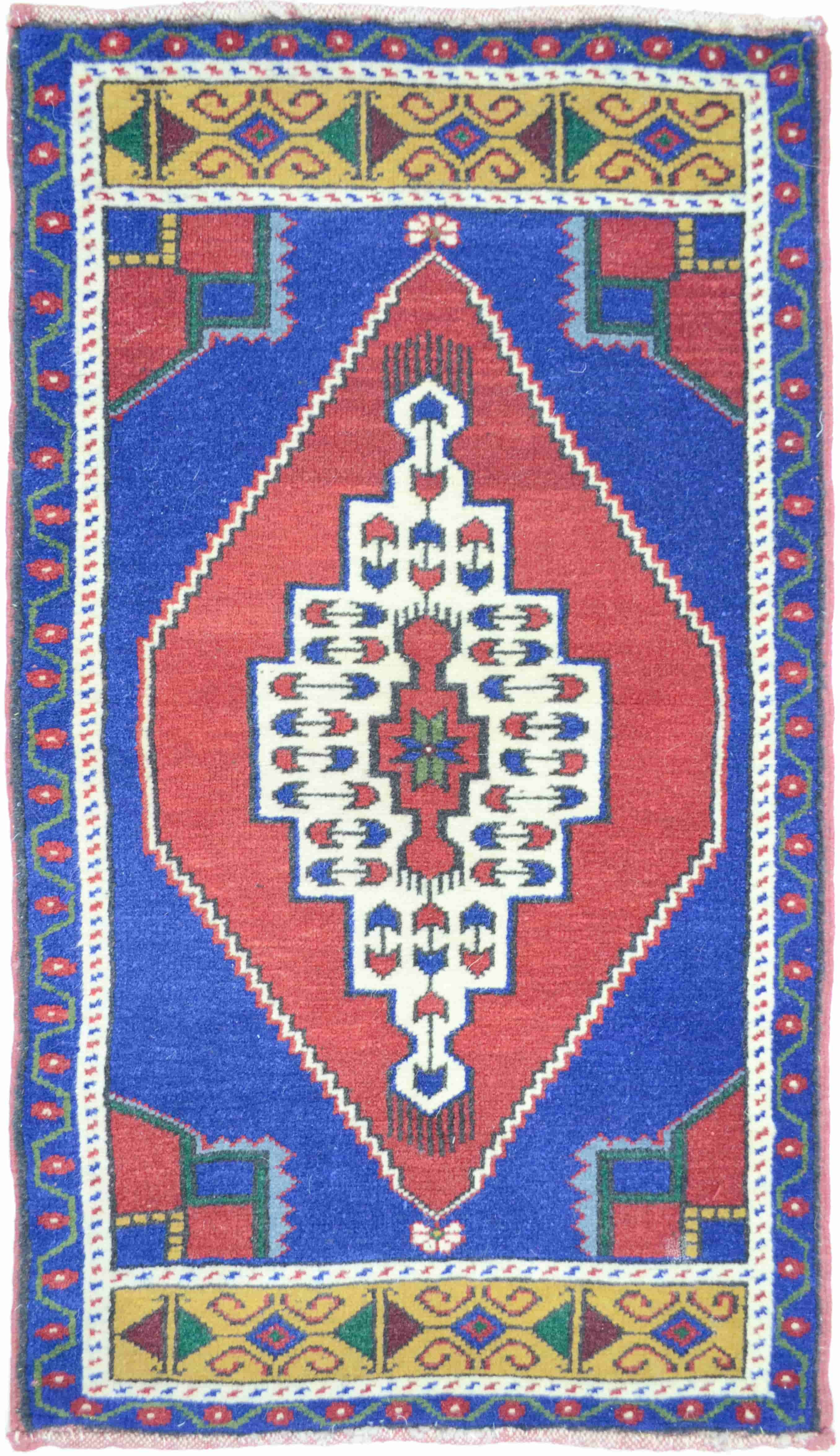 Taşpınar El Dokuma Bordo ve Lacivert Renk Yün Halı 59x98 cm (0,58 m²)