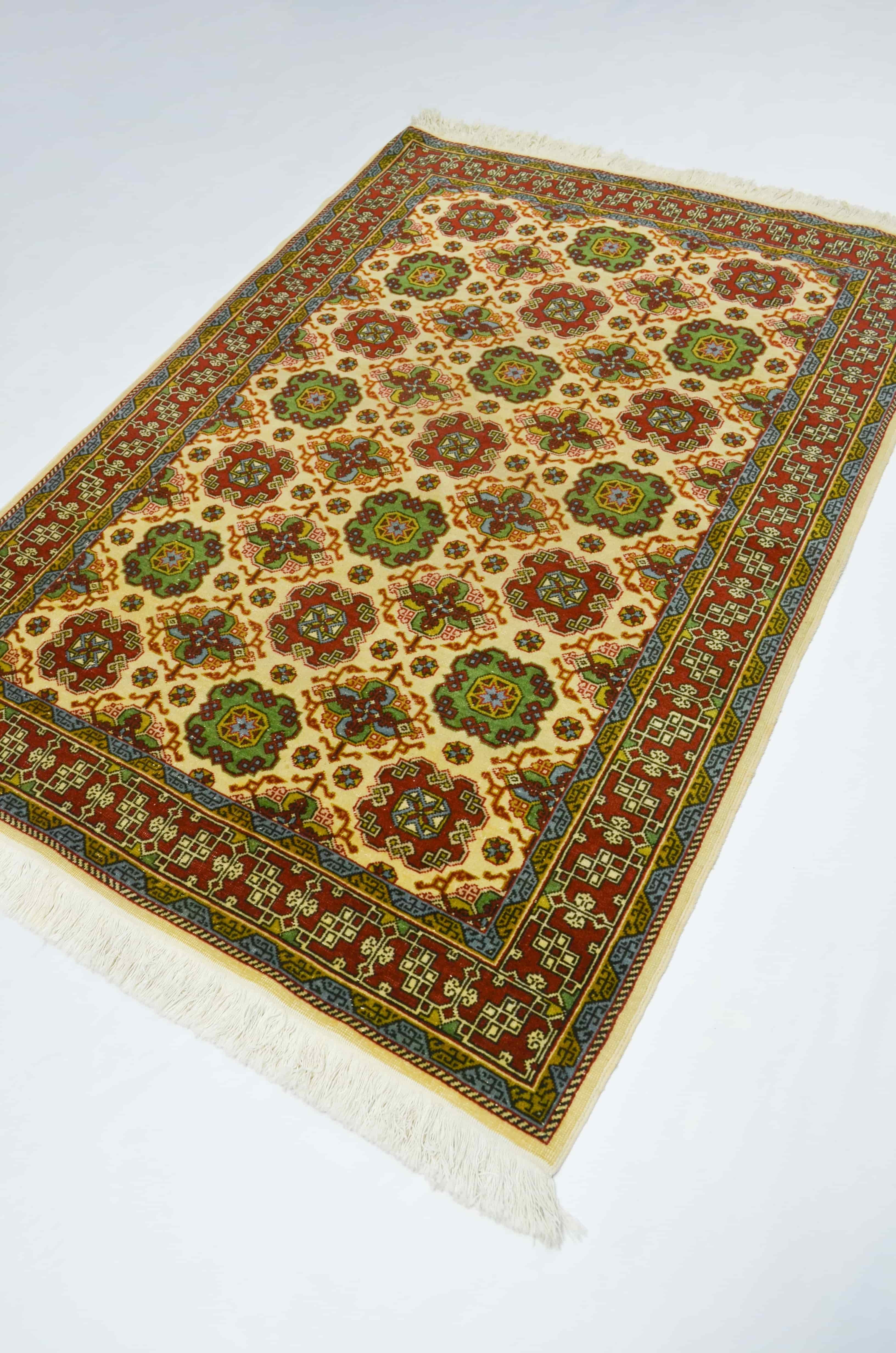 Vintage Buhara Desenli Yünden El Dokuma Hereke Halısı 119x167 cm (1.99 m²)