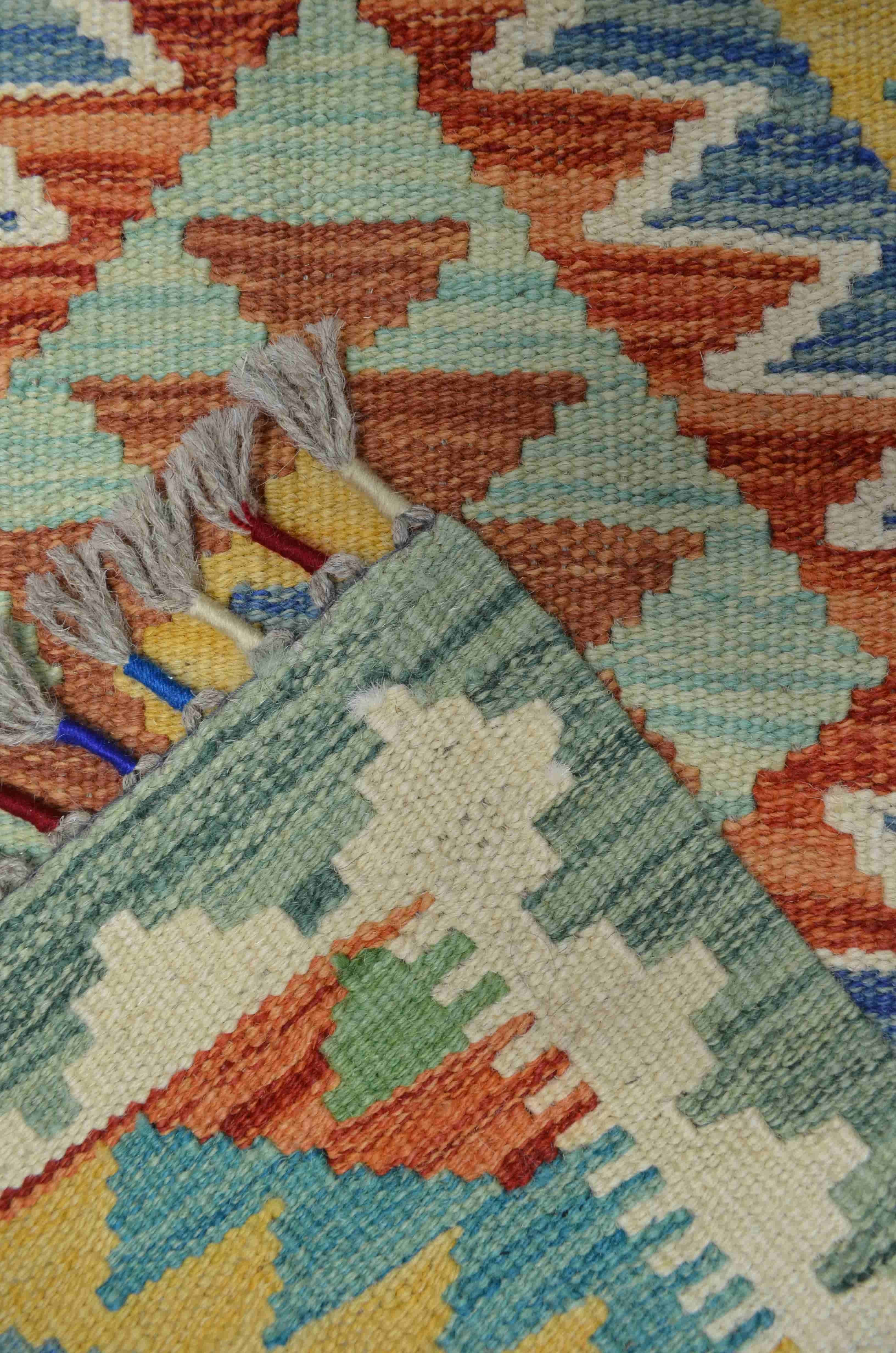 Yün İplikten El Dokuma Afgan Kilim Yolluk 50x155 cm (0.78 m²)