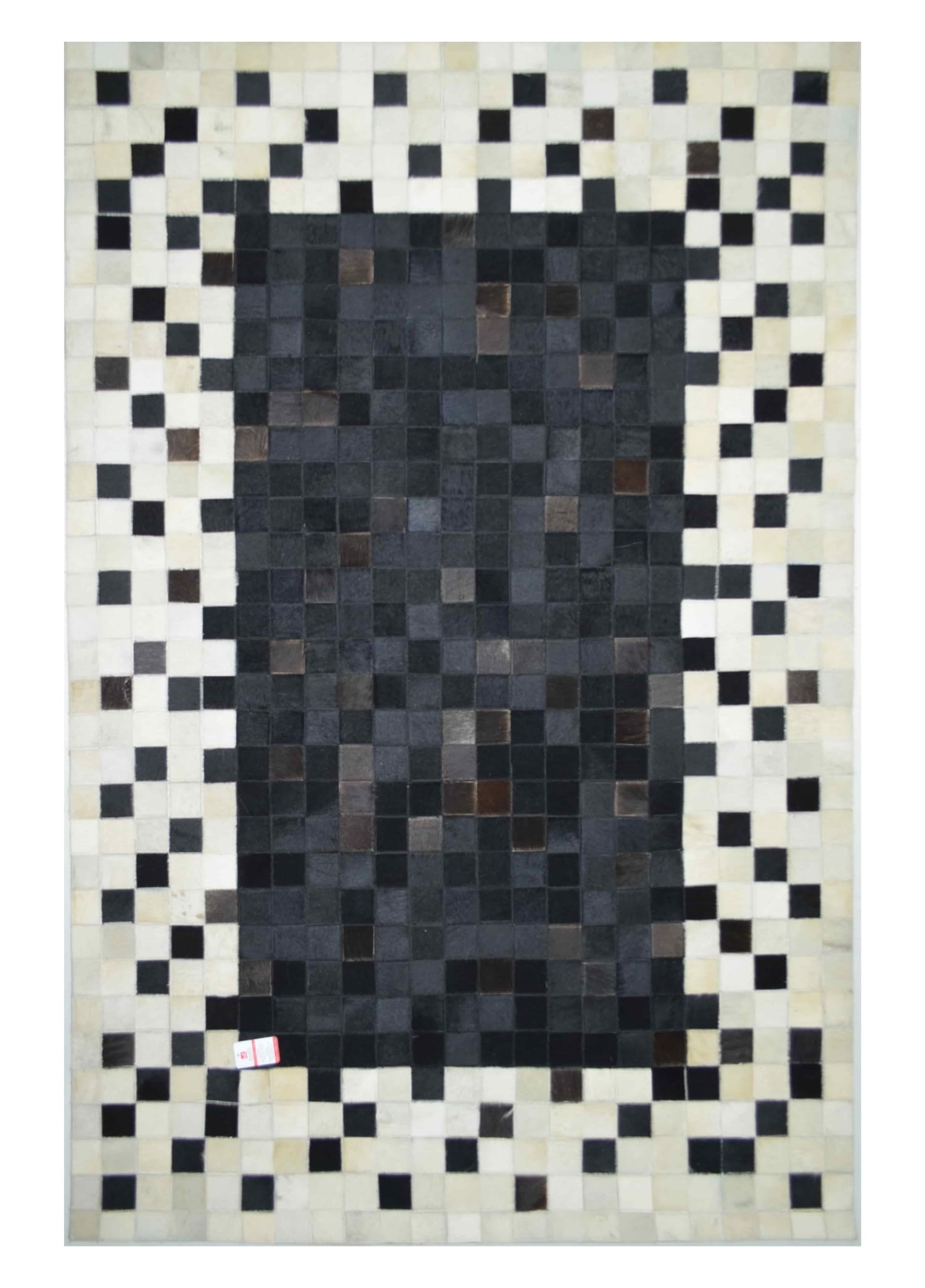 Siyah ve Beyaz Ombre Geçişli Deri Patchwork Halı 120x180 cm (2,16 m²)