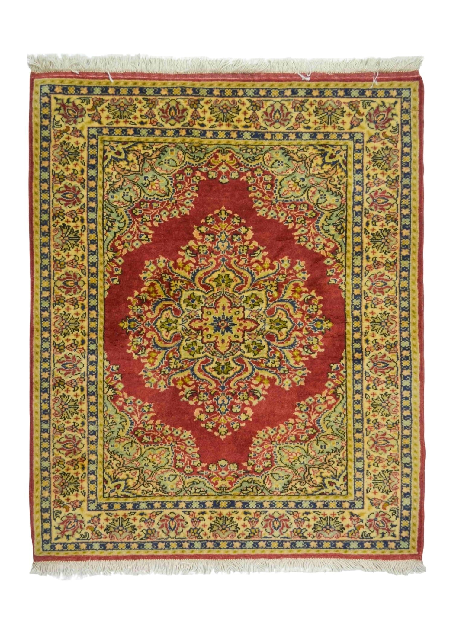 El Dokuma Kırmızı ve Altın Renk Kayseri Bürüngüz Halısı 94x116 cm (1.09 m²)