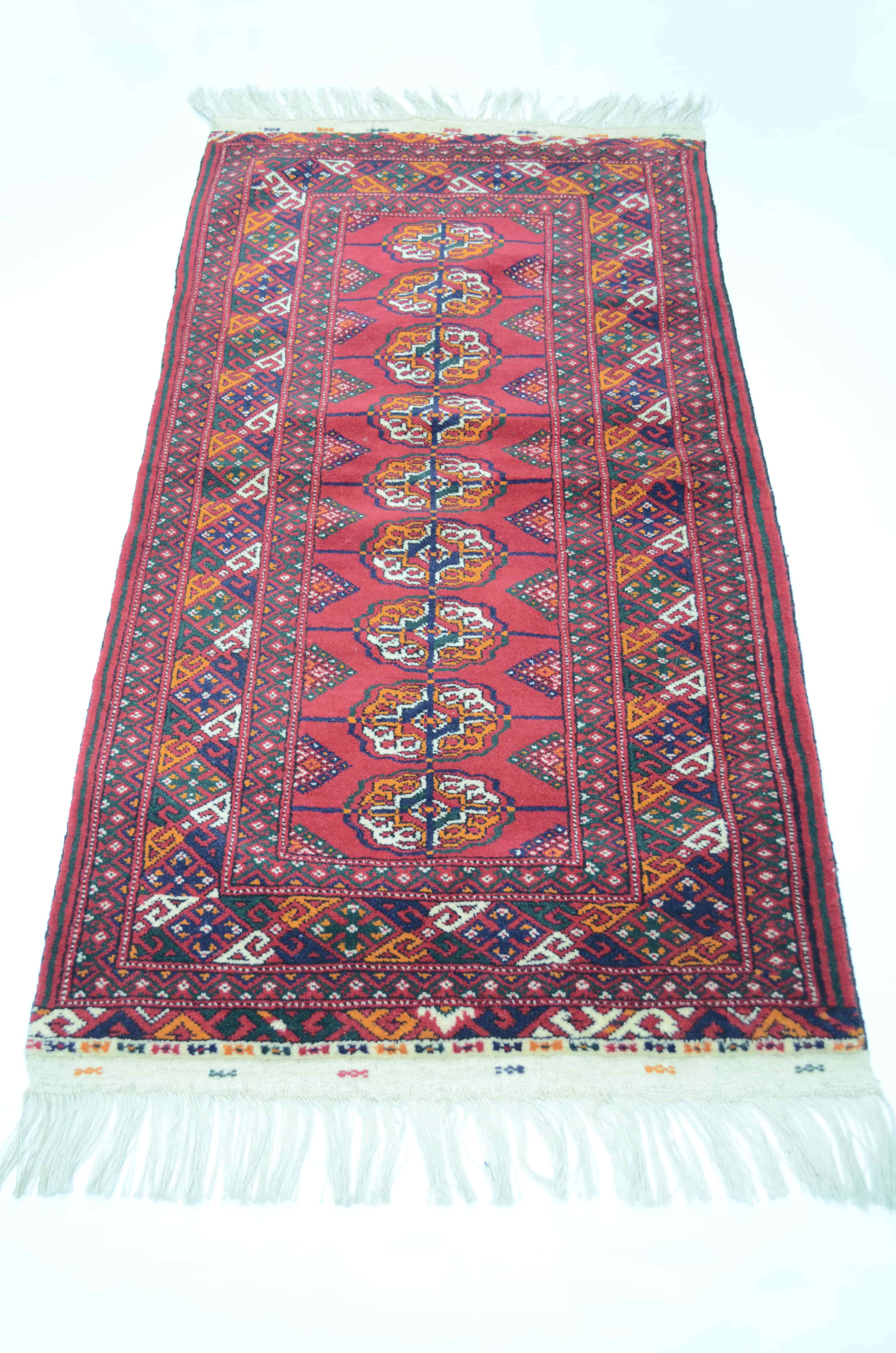 Geleneksel El Dokuma Türkmen Buhara Halısı 68x120 cm (0,8 m²)