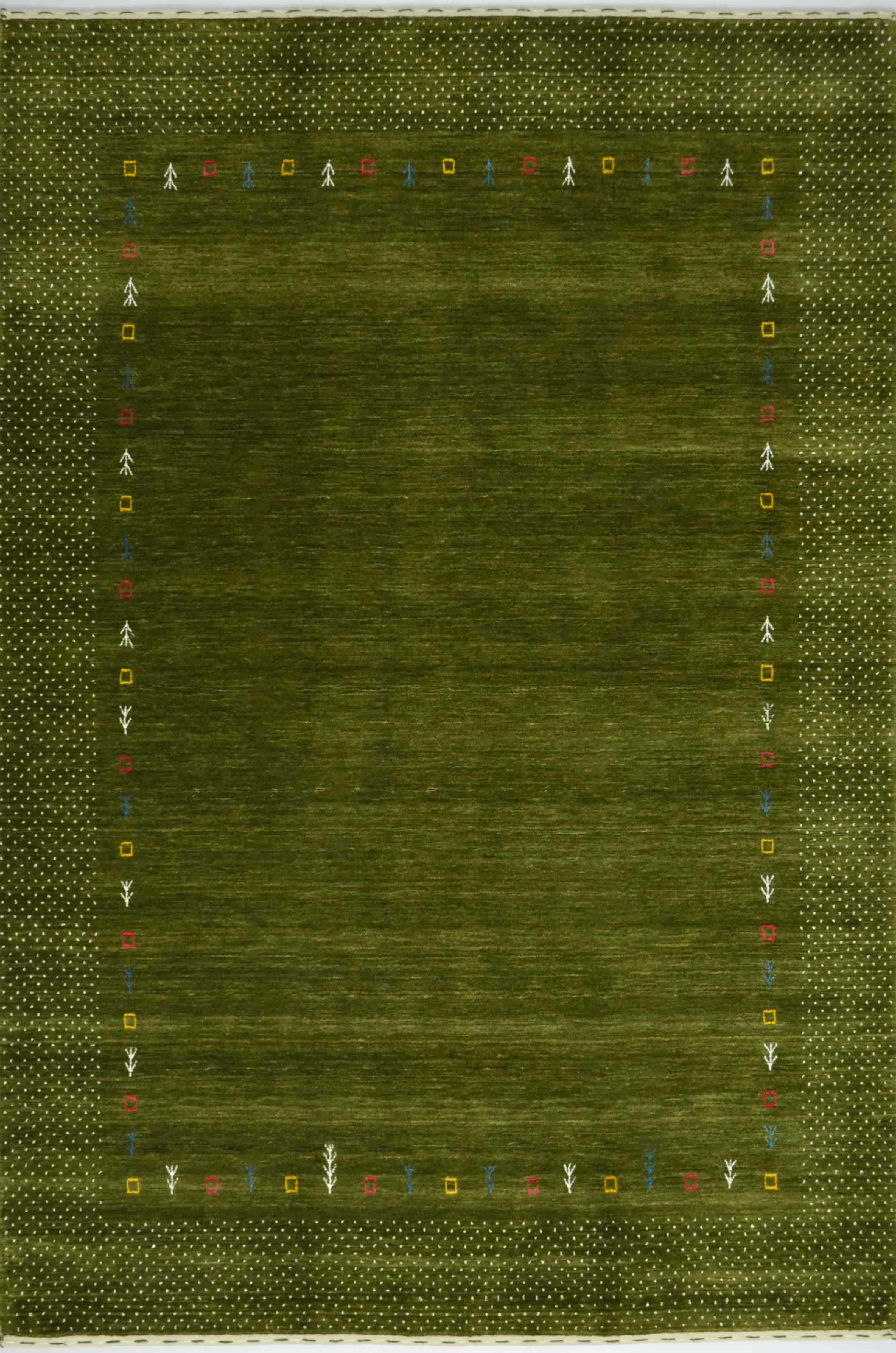 Lori Etnik Motifli Yünden El Dokuma Halı - Haki