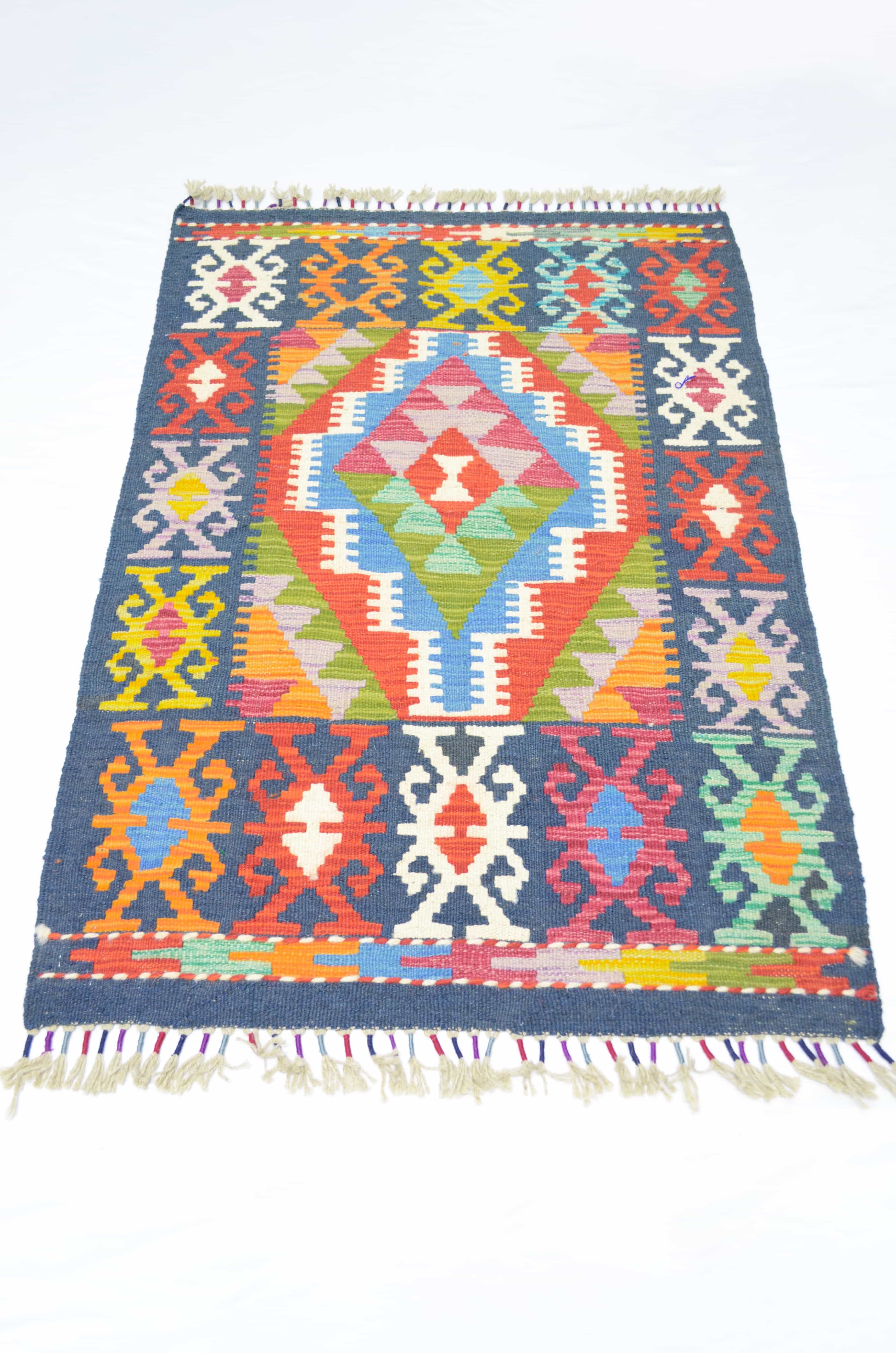 Yün İplikten El Dokuma Afgan Kilim 80x115 cm (0.92 m²)