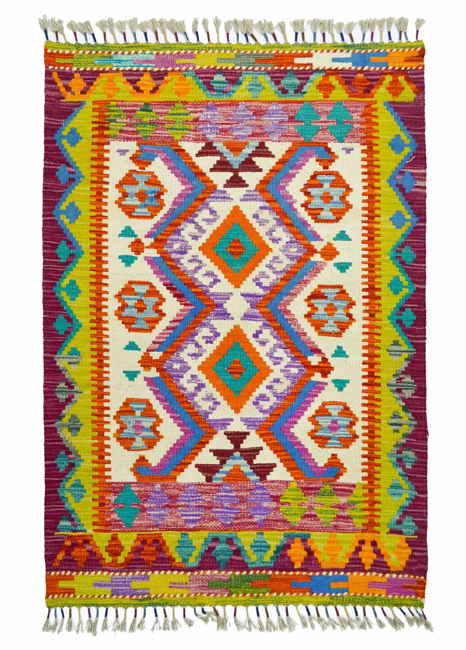 Yün İplikten El Dokuma Afgan Kilim 81x122 cm (1 m²)