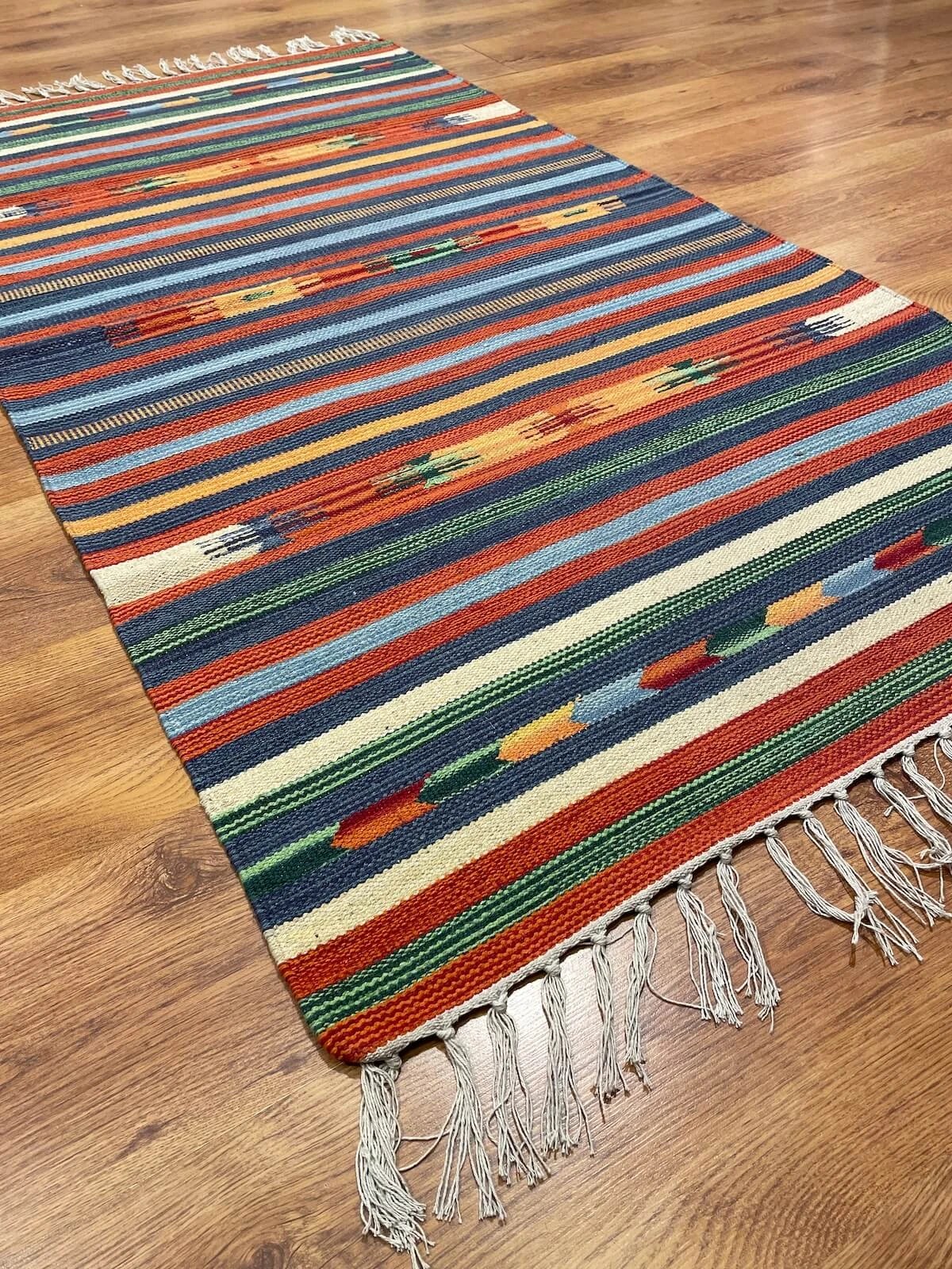 Etnik Desenli El Dokuma Pamuk Kilim Yolluk (60x280 cm, 1.68 m²)