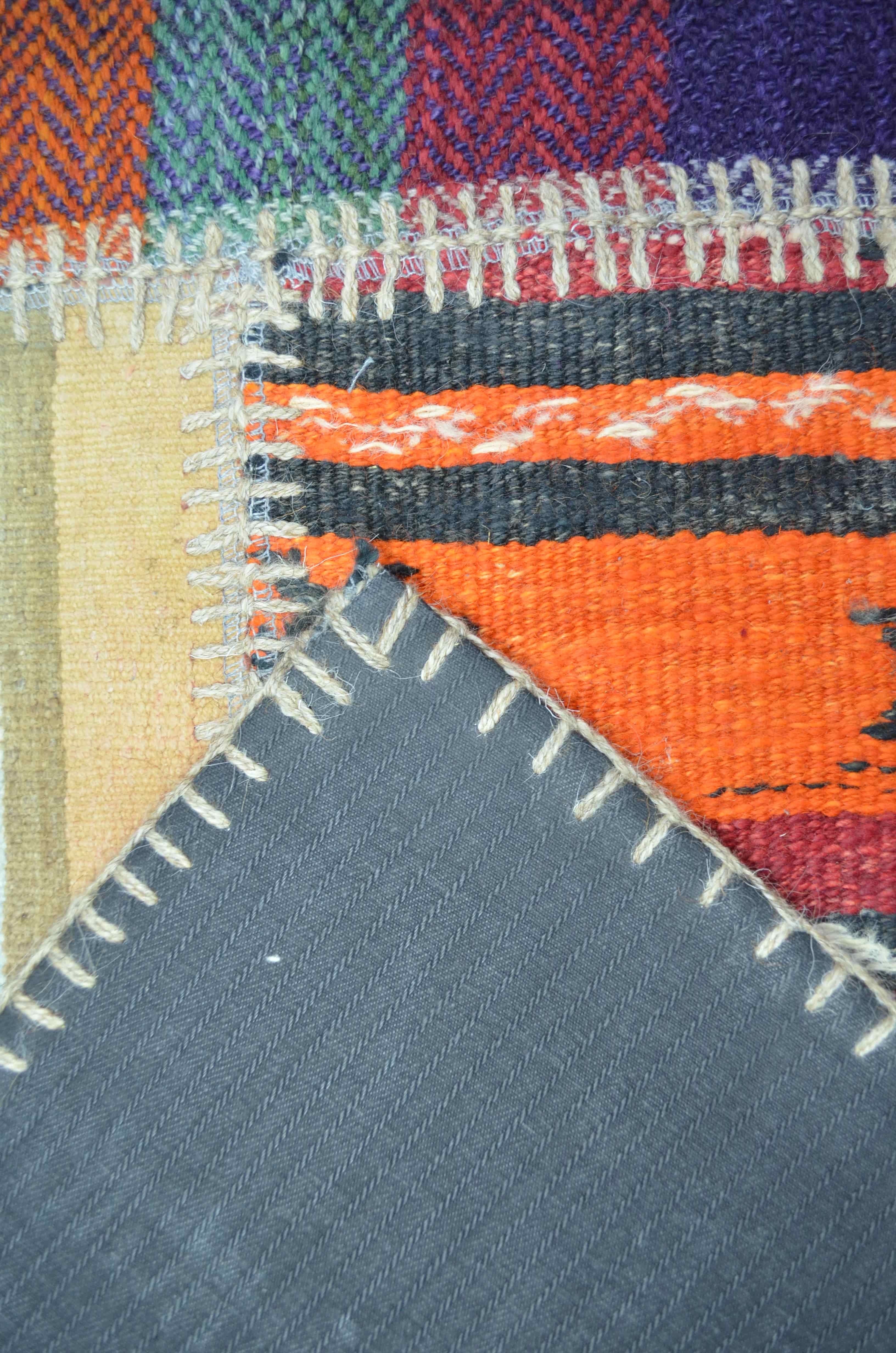 Patchwork El Dokuma Yün Kilim Karışık Renkli 102x103 cm (1.05 m²)