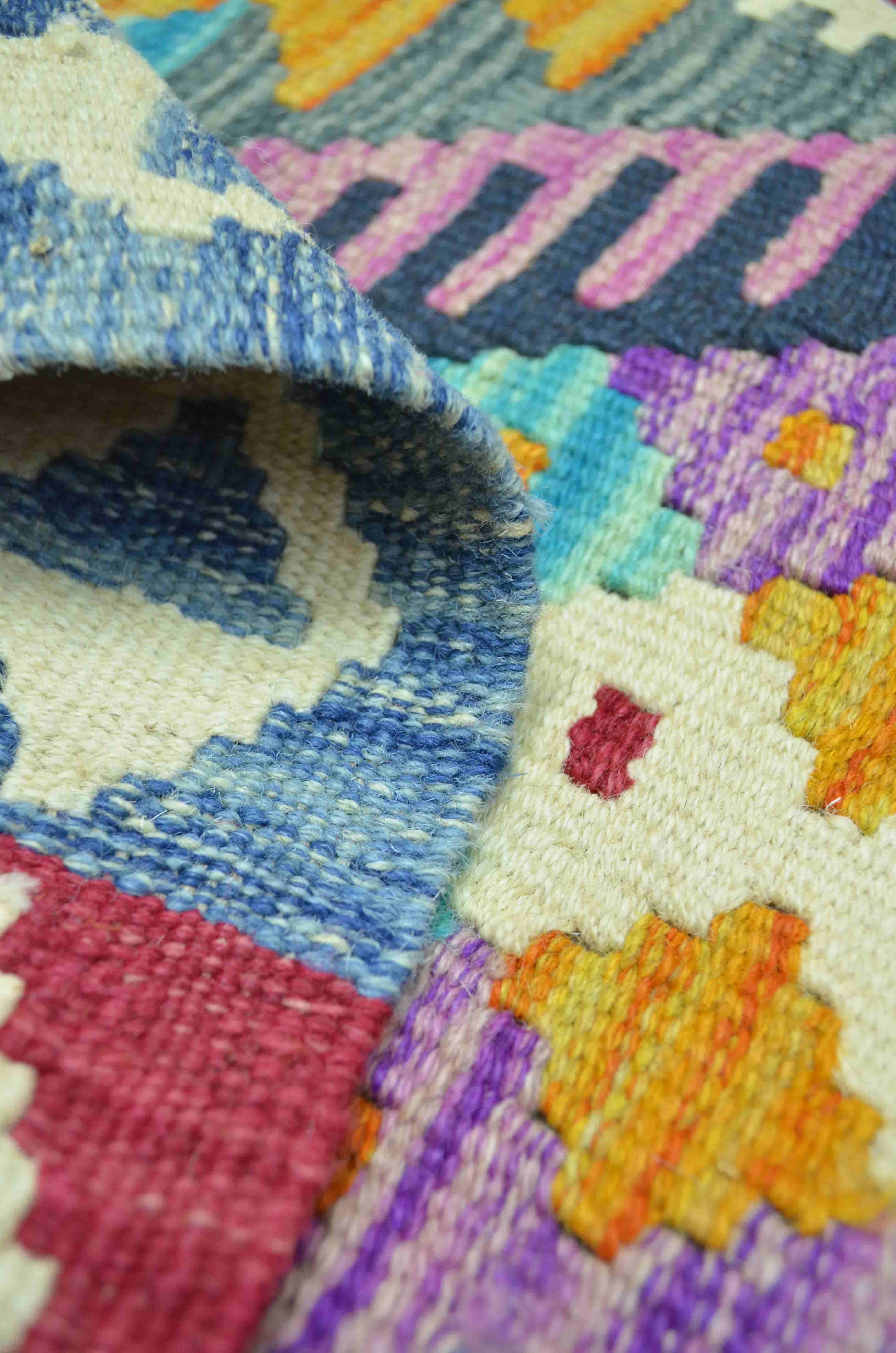 Yün İplikten El Dokuma Afgan Kilim 58x96 cm (0.56 m²)