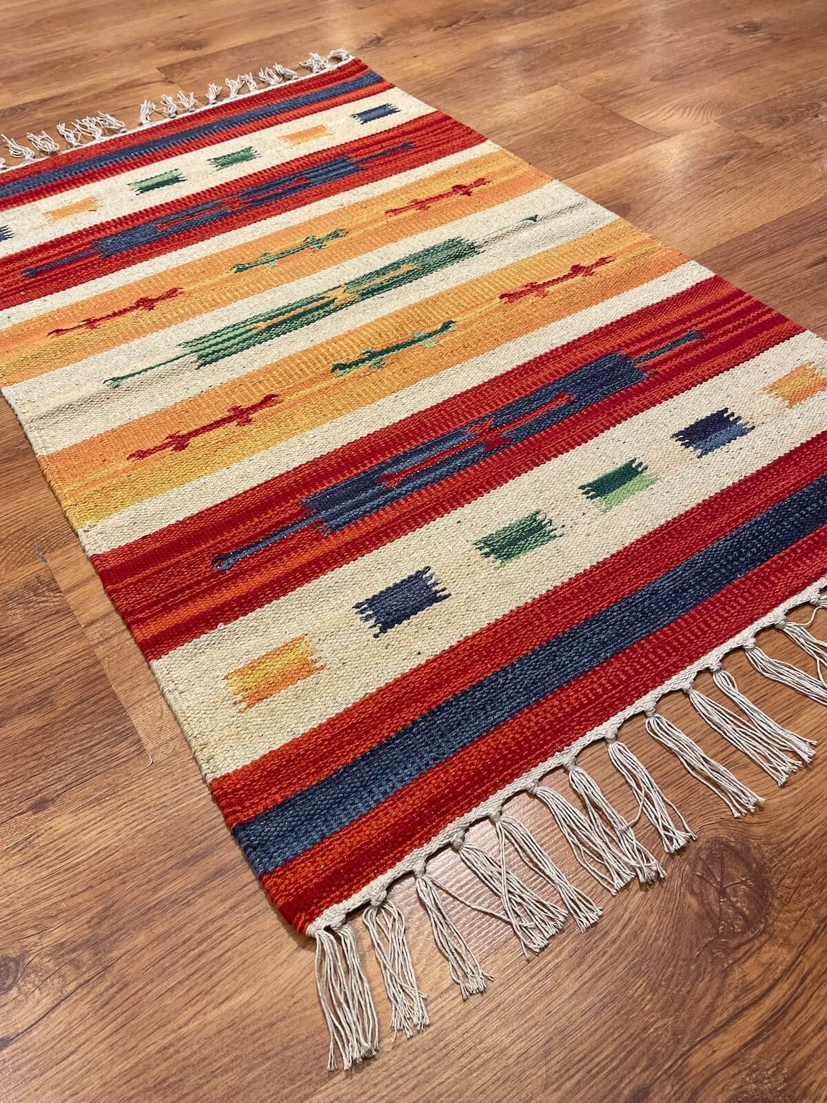 Etnik Desenli El Dokuma Pamuk Kilim (60x90 cm, 0.54 m²)