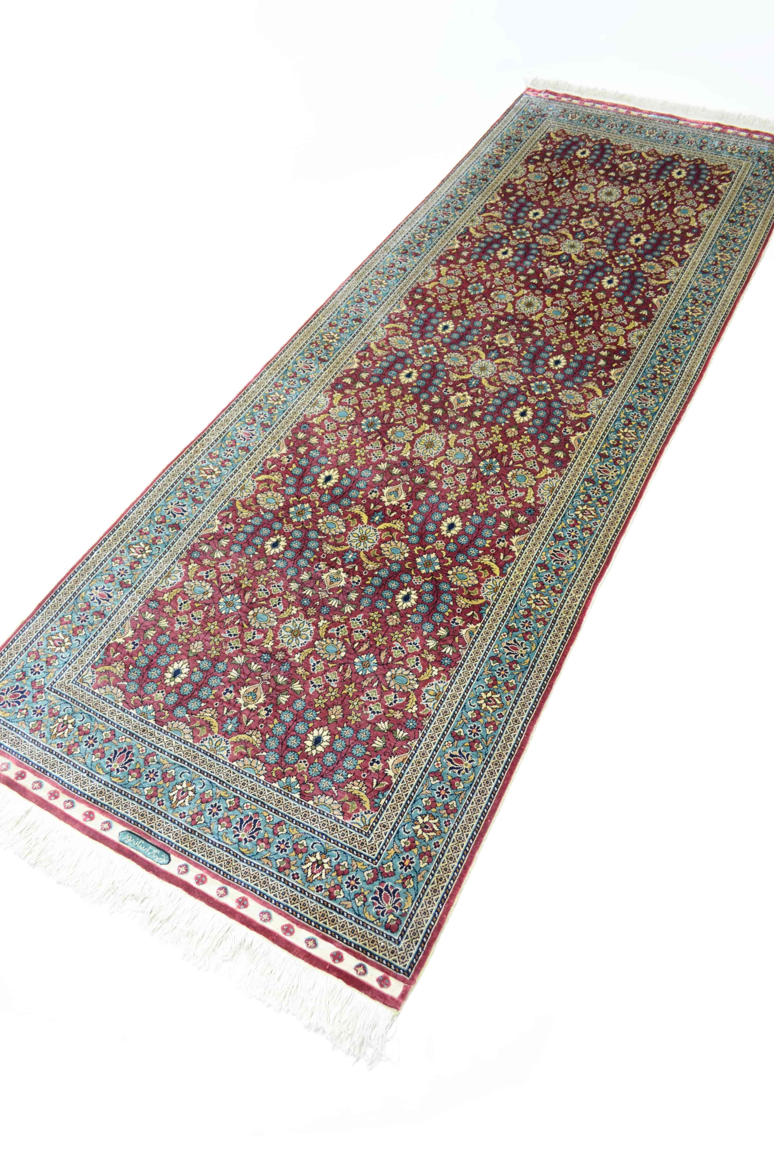 Saf İpekten El Dokuma Kayseri Halısı Yolluk 73x215 cm (1.57 m²)