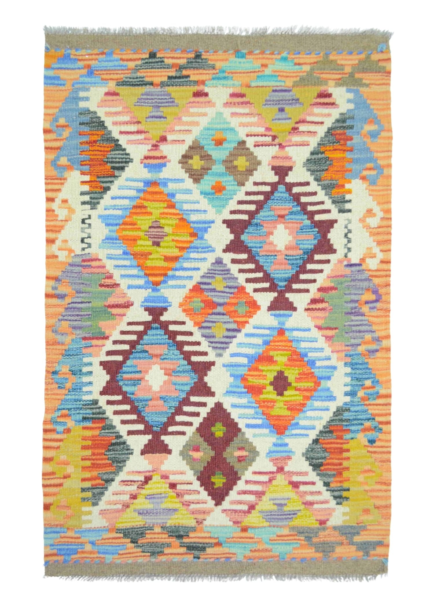 El Dokuma Renkli Afgan Kilim 60x90 cm (0.54 m²)