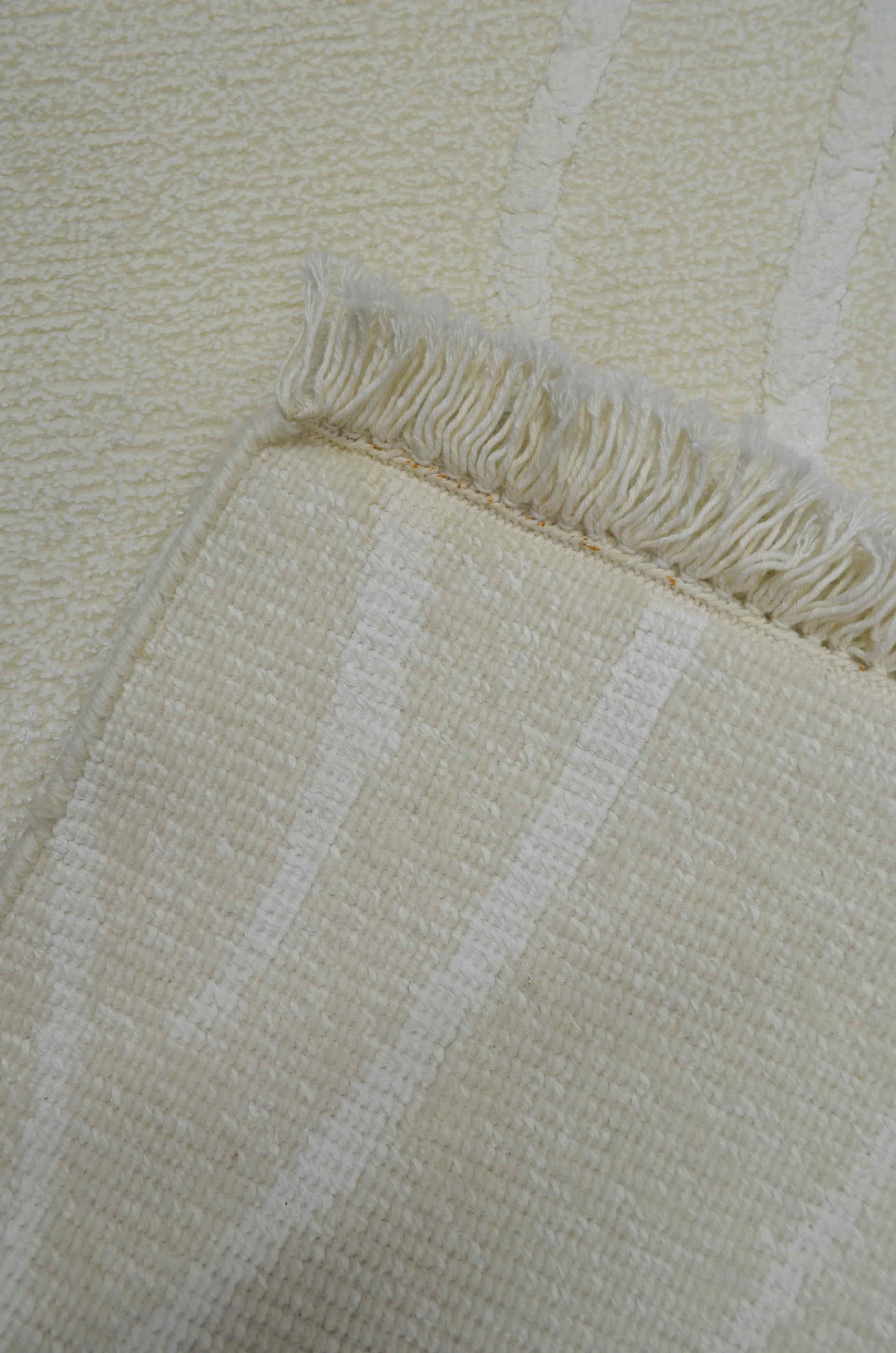 Yüksek Kalite Yünden El Dokuma Krem Renk Nepal Halısı 80x150 cm (1.2 m²)