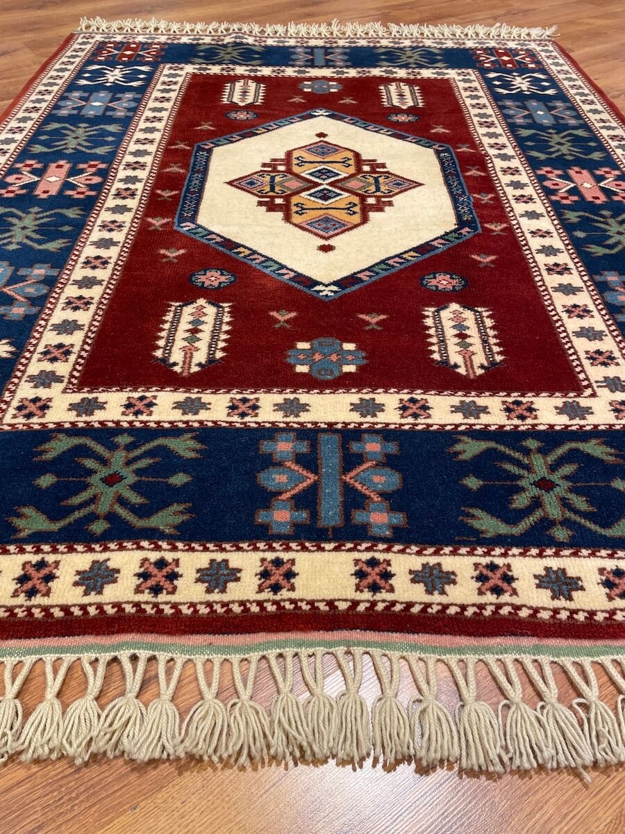 Çanakkale Yuntdağı El Dokuması Antik Yörük Halı (128x161 cm)