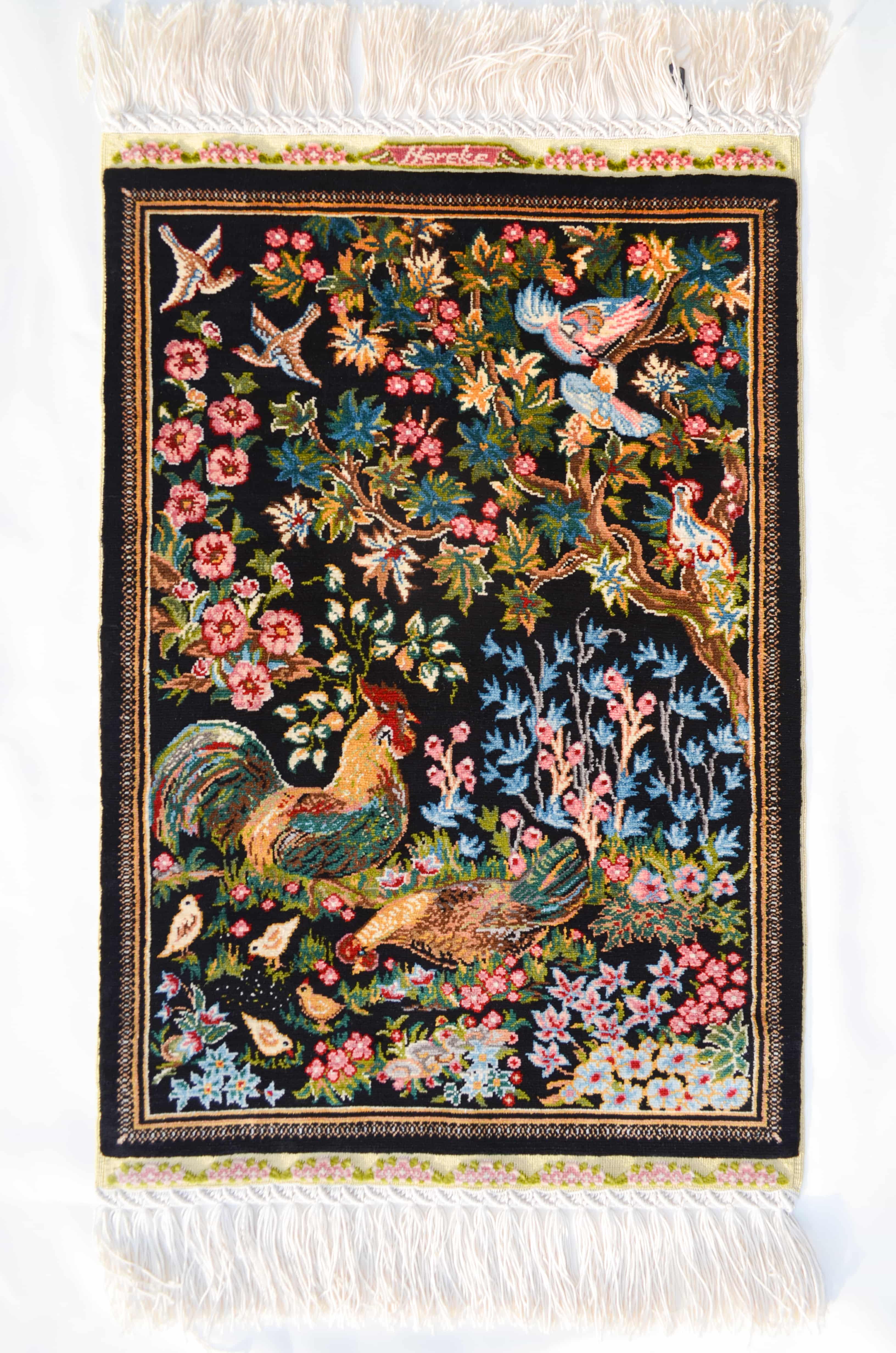 Doğa Tasvirli Saf İpek El Dokuma Duvar Halısı (32x50 cm)