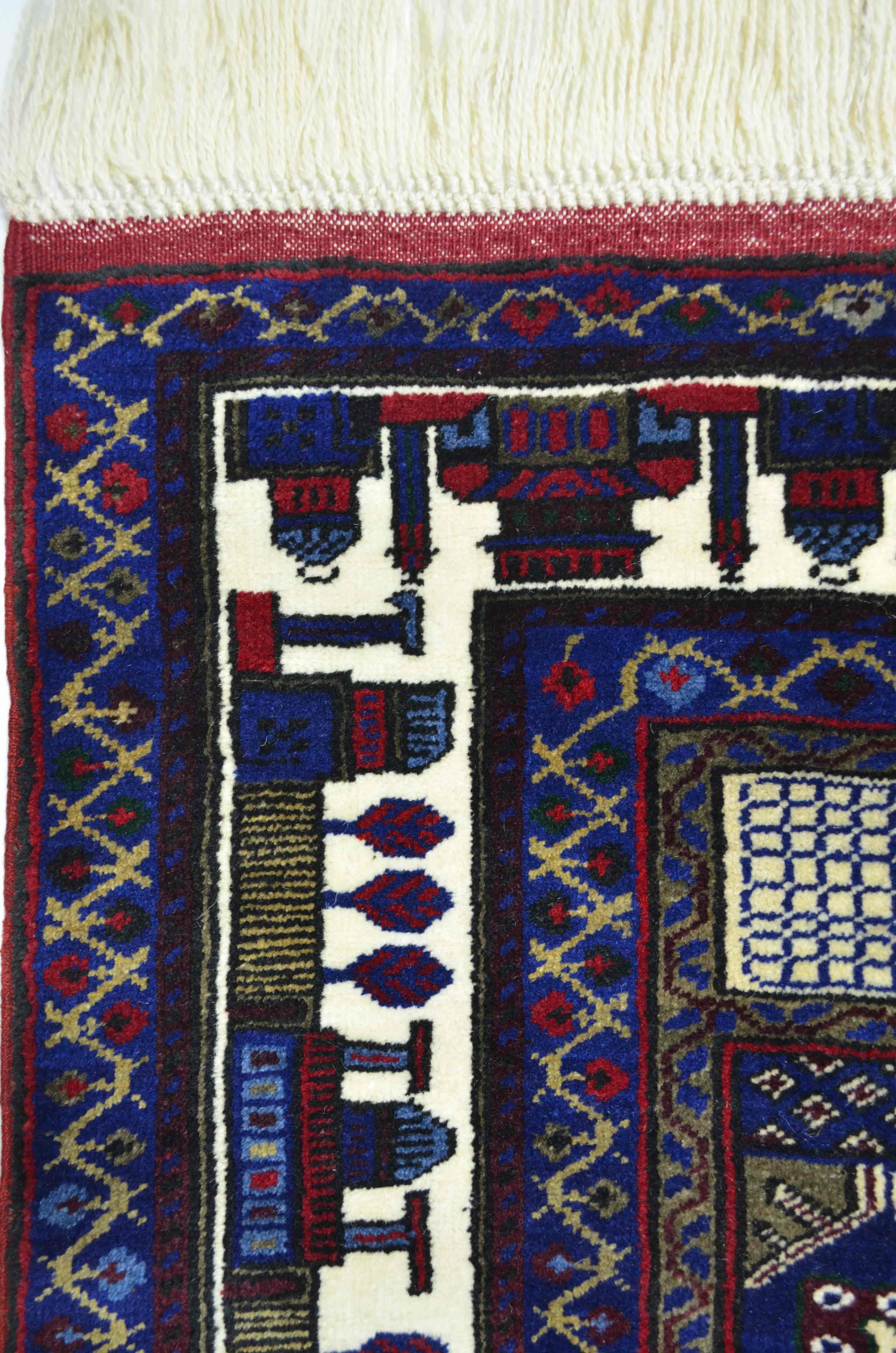 Yahyalı Mihraplı Bordo ve Lacivert Renk El Dokuma Kayseri Halısı 125x207 cm (2.59 m²)