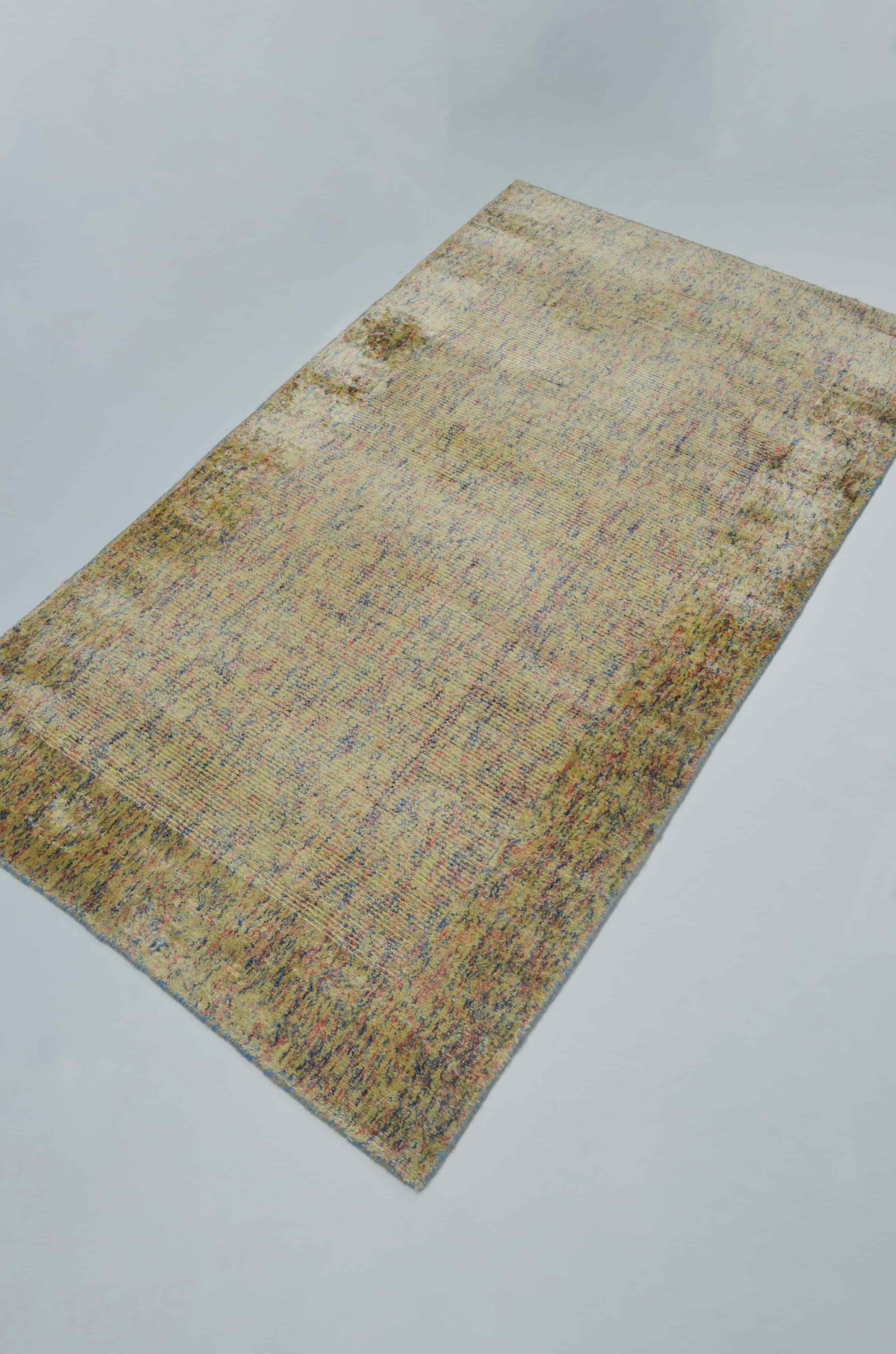 Nüans Çok Renkli Ebruli Parlak Tuşeli El Dokuma Halı 80x150 cm (1.2 m²)