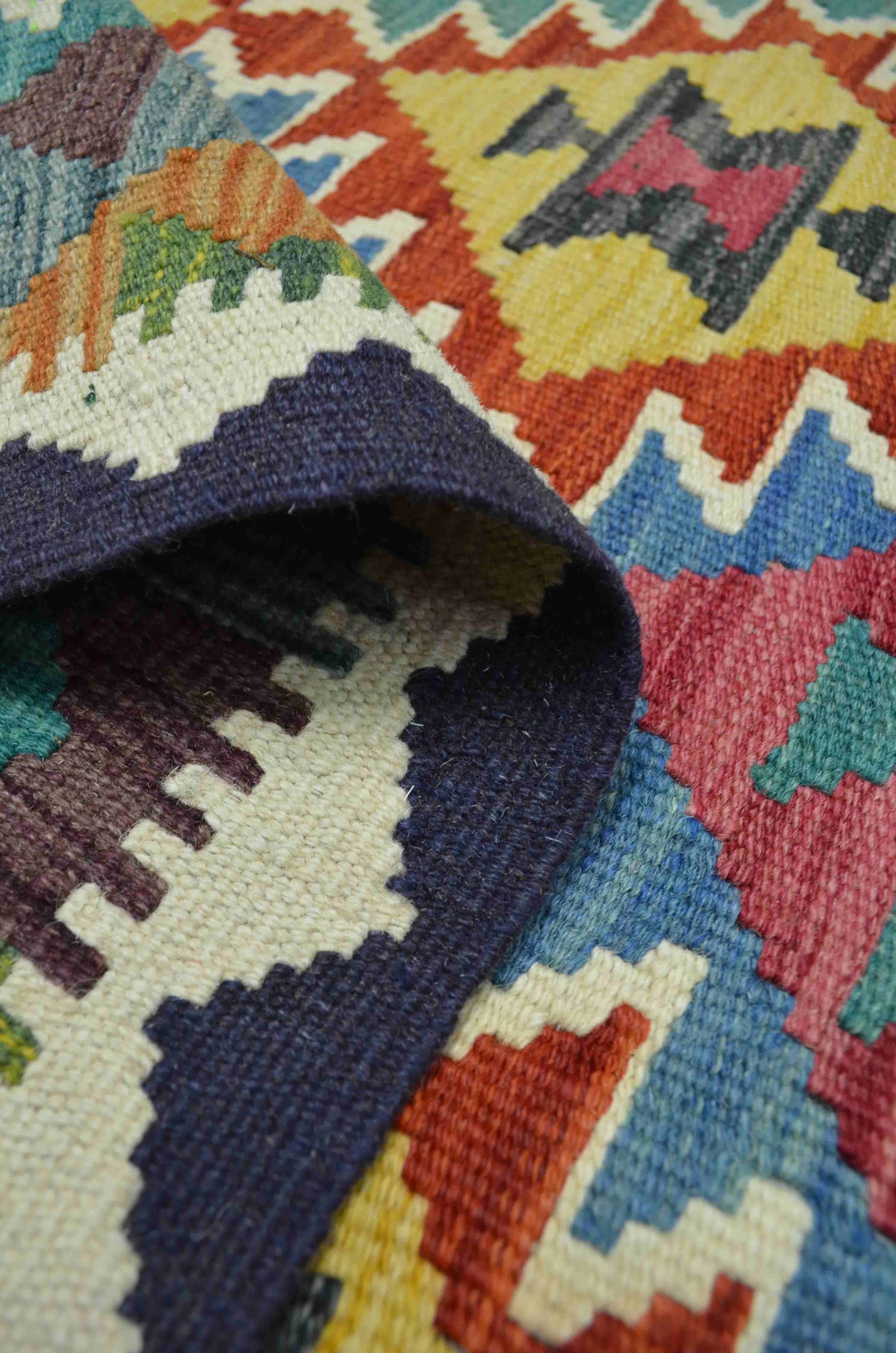Yün İplikten El Dokuma Afgan Kilim 80x130 cm (1.04 m²)