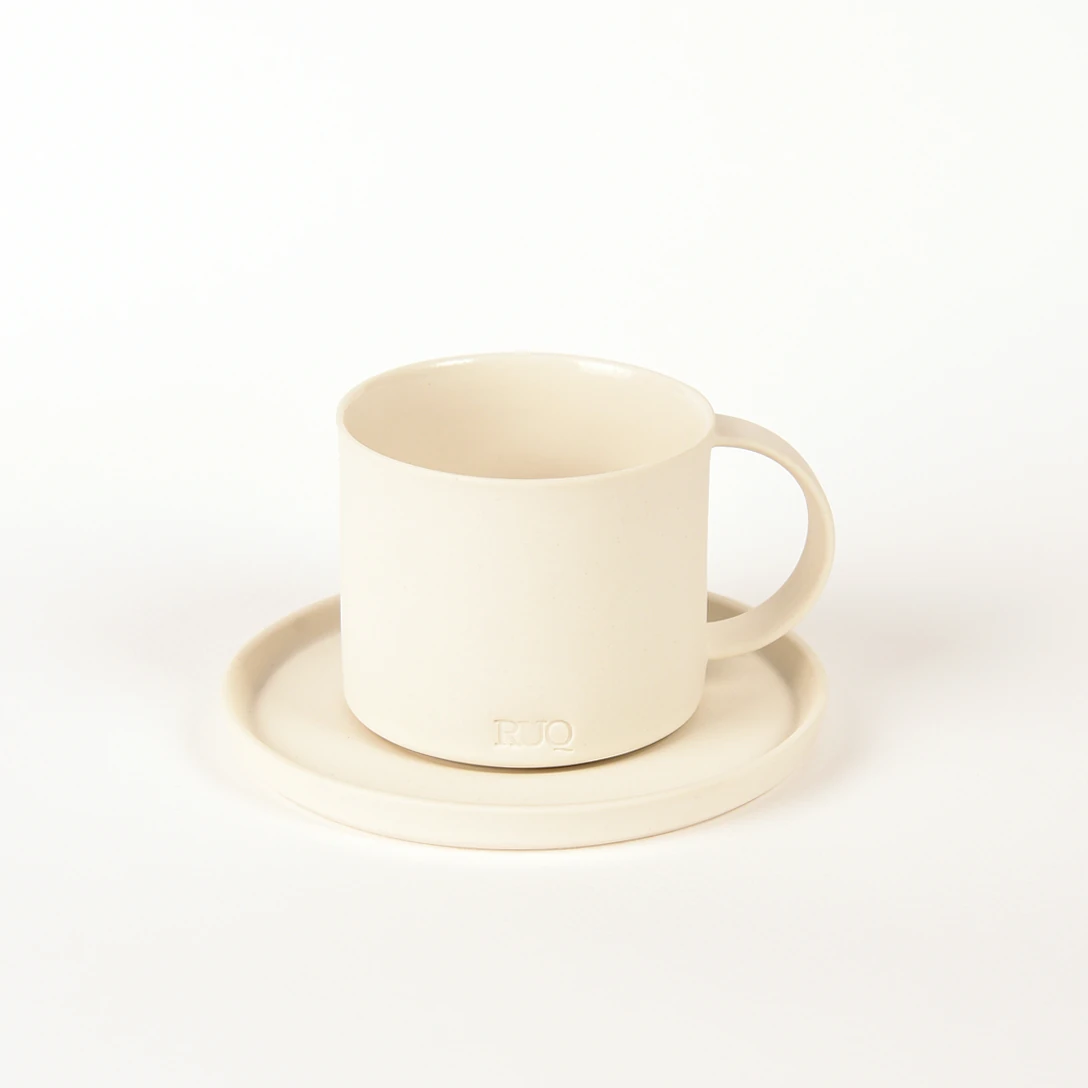 Pebble Beyaz Duble Türk Kahvesi Fincanı ve Tabağı – 130 ml Limoges Porselen – 1 Adet