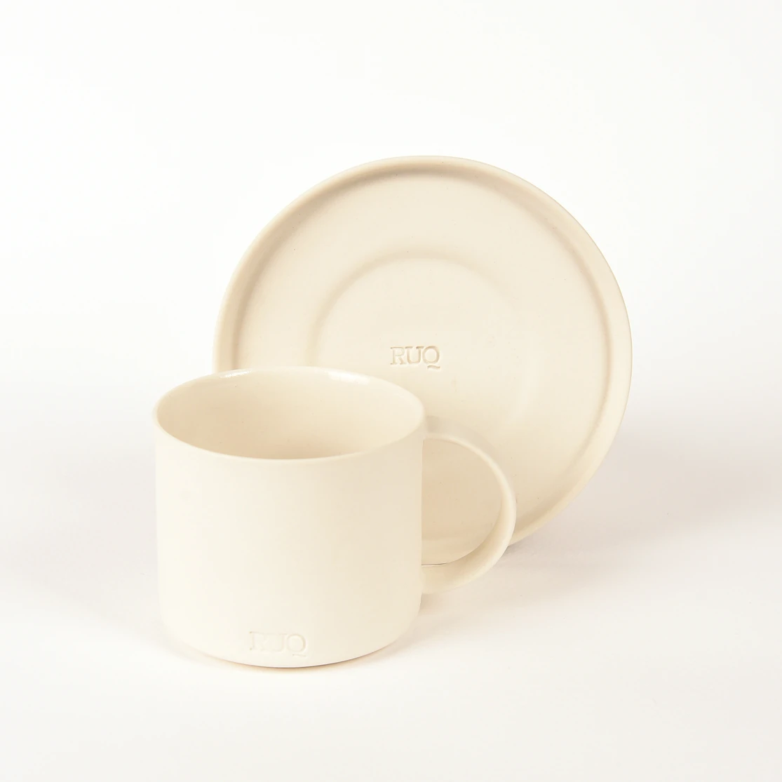 Pebble Beyaz Duble Türk Kahvesi Fincanı ve Tabağı – 130 ml Limoges Porselen – 1 Adet