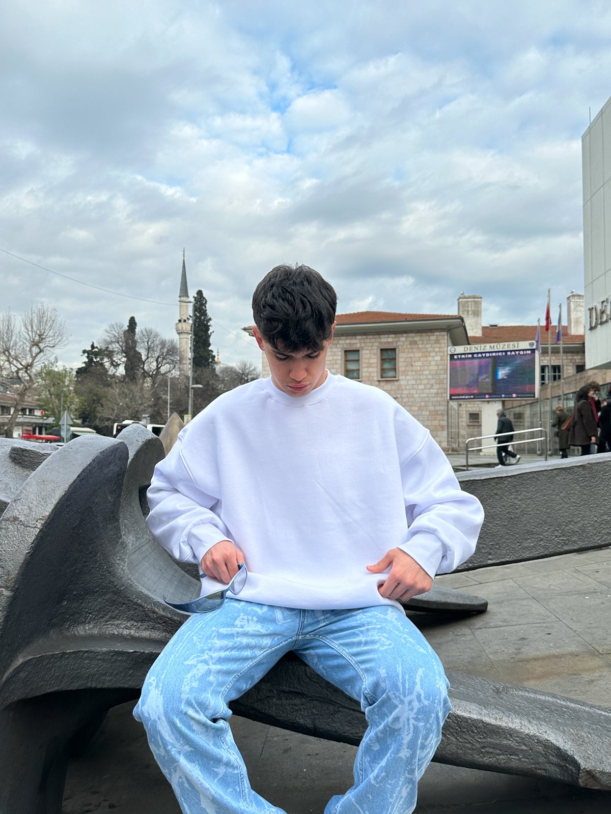 Oversize Basic Sweat - Beyaz