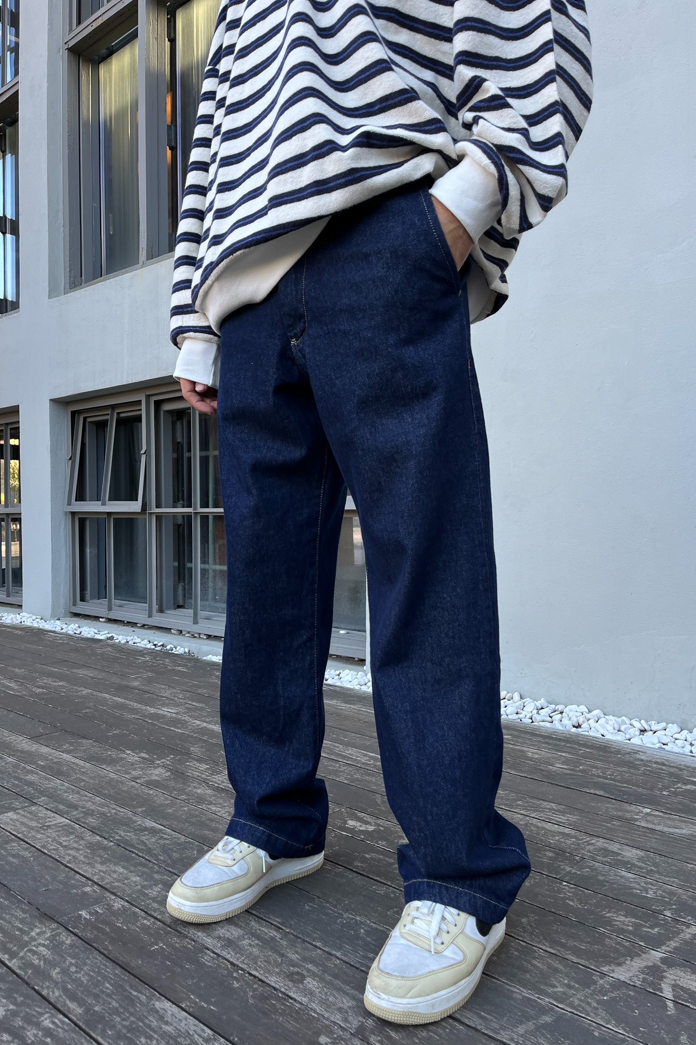 Loose Fit Lacivert Basic Pantolon