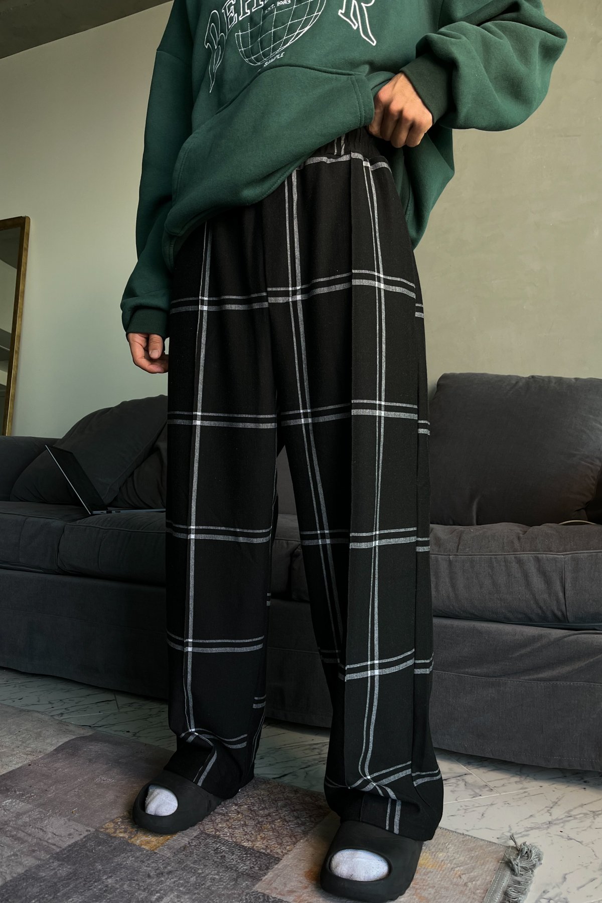 Ekose Desen Baggy Pijama Altı