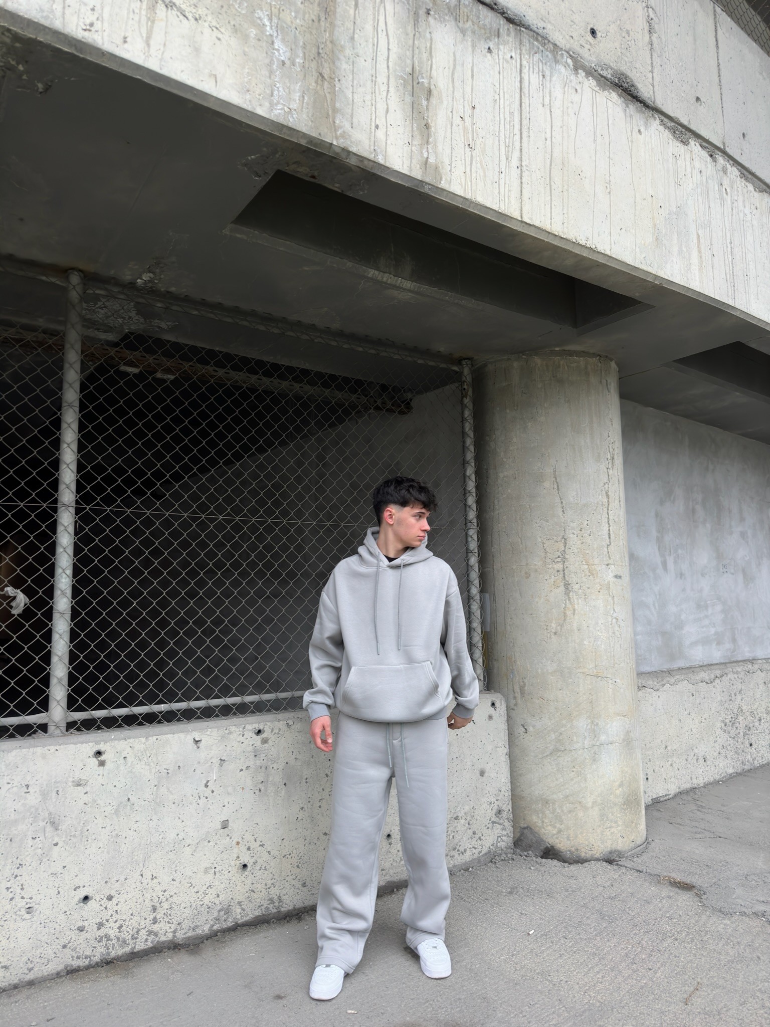 Kanguru Cepli Oversize Takım - Gri