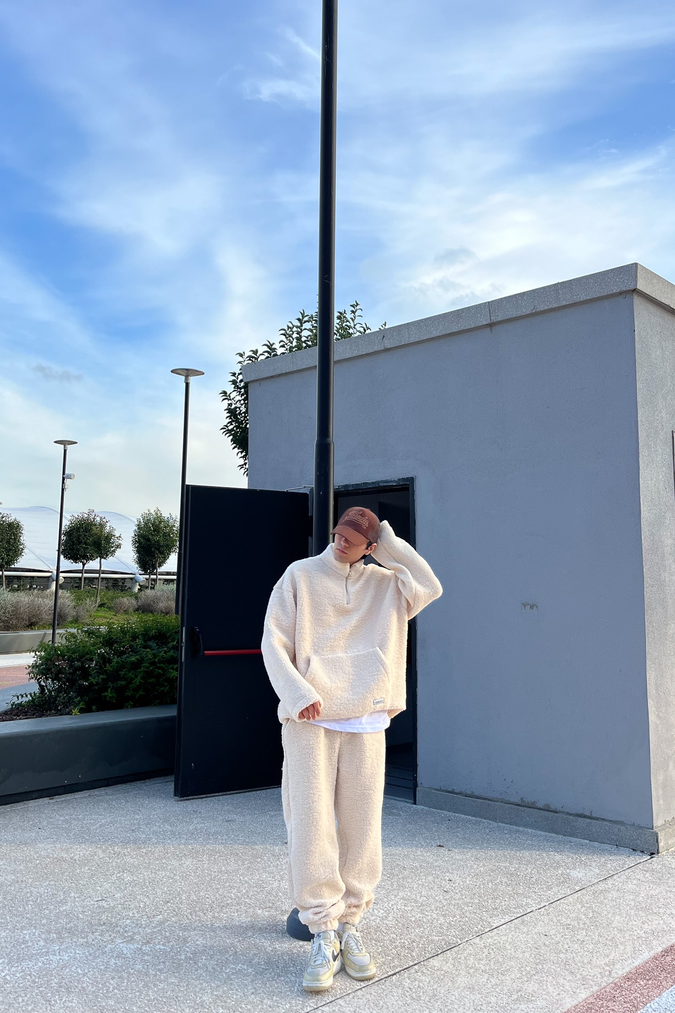 Oversize Fleece Bej Takım