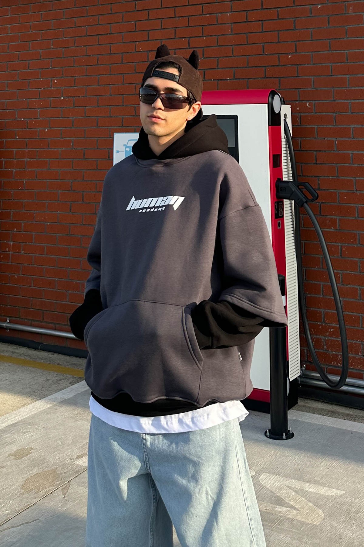 Human Academy Füme Oversize Sweatshirt