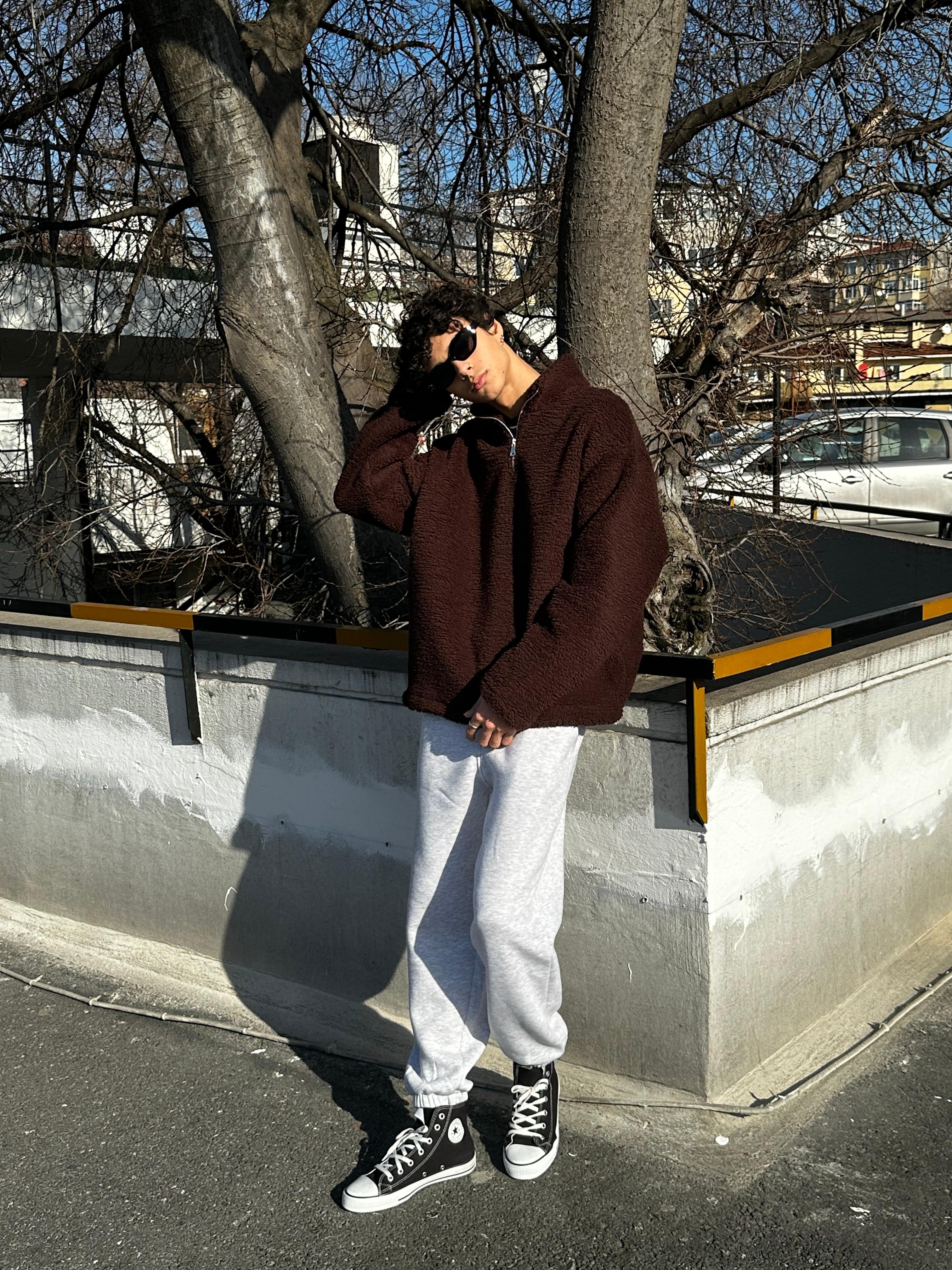 Fermuarlı Peluş Sweat