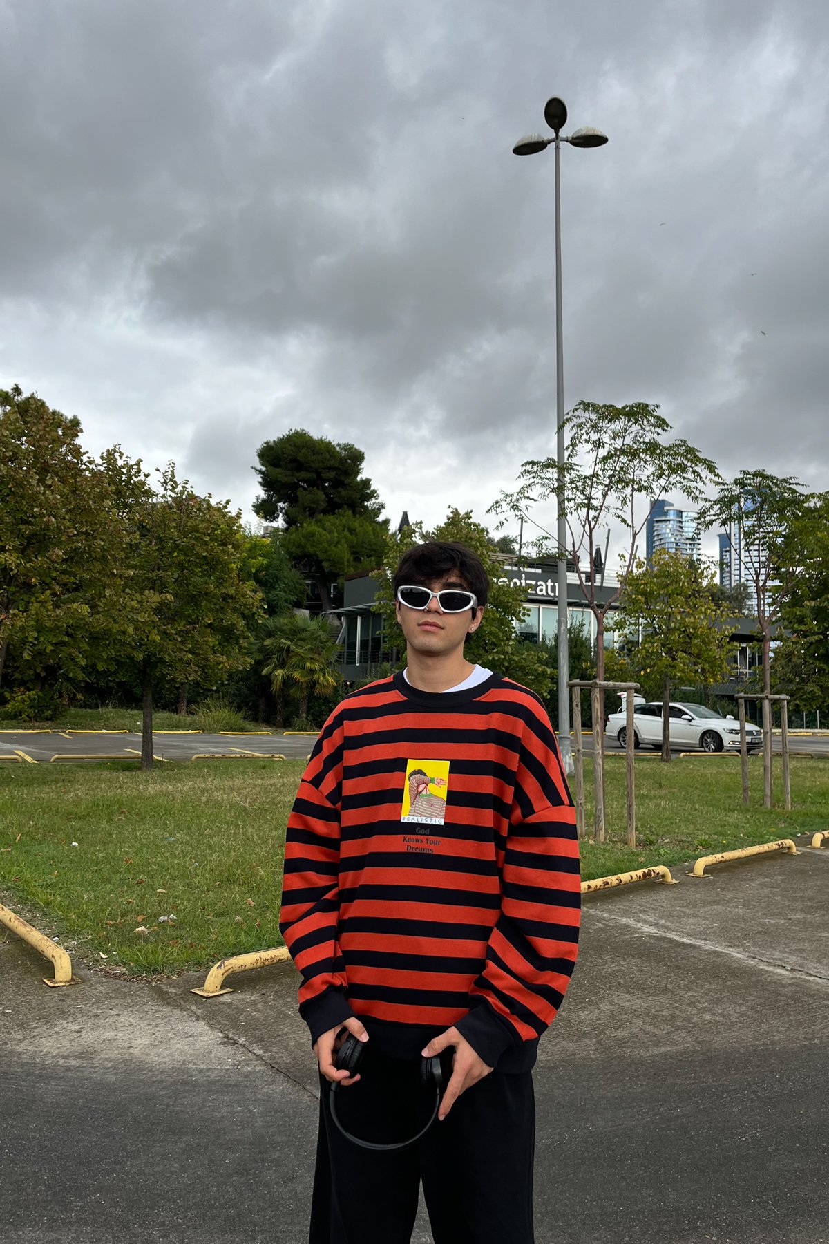 Baskılı Line Oranj Sweatshirt
