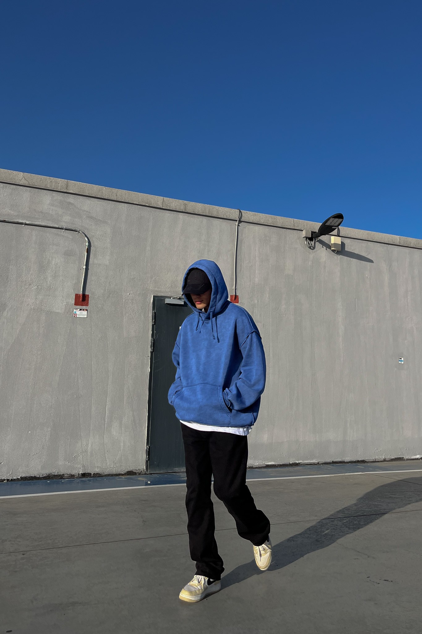 Acid Wash Premium İndigo Hoodie