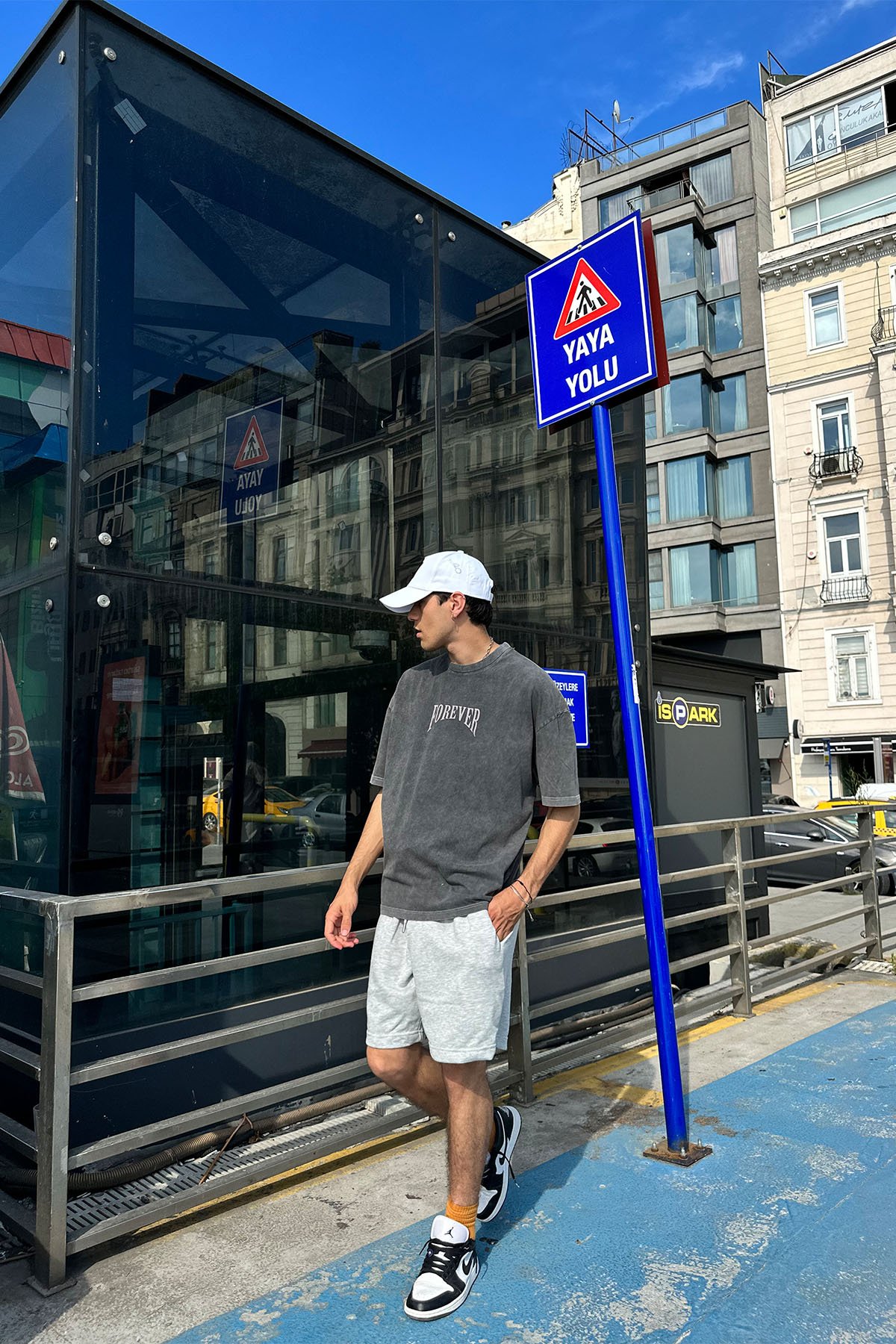 Forever Baskılı Oversize Antrasit T-Shirt