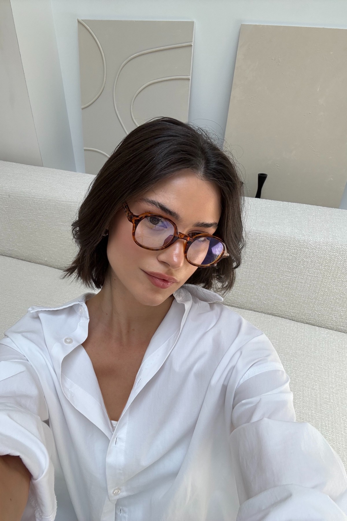 Yuvarlak Çerçeveli Blue Block Gözlük Leopar Desen
