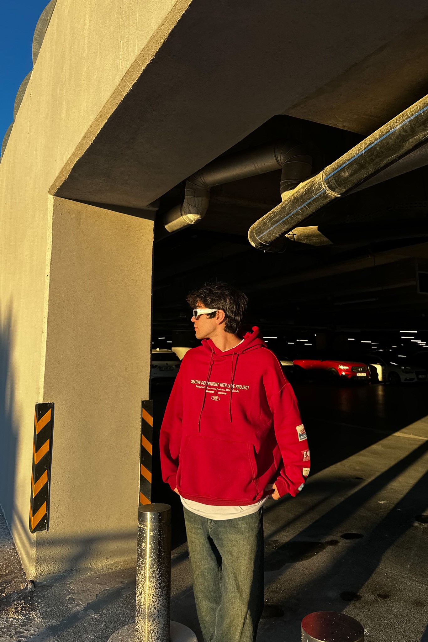 Baskılı 90's Oversize Bordo Hoodie