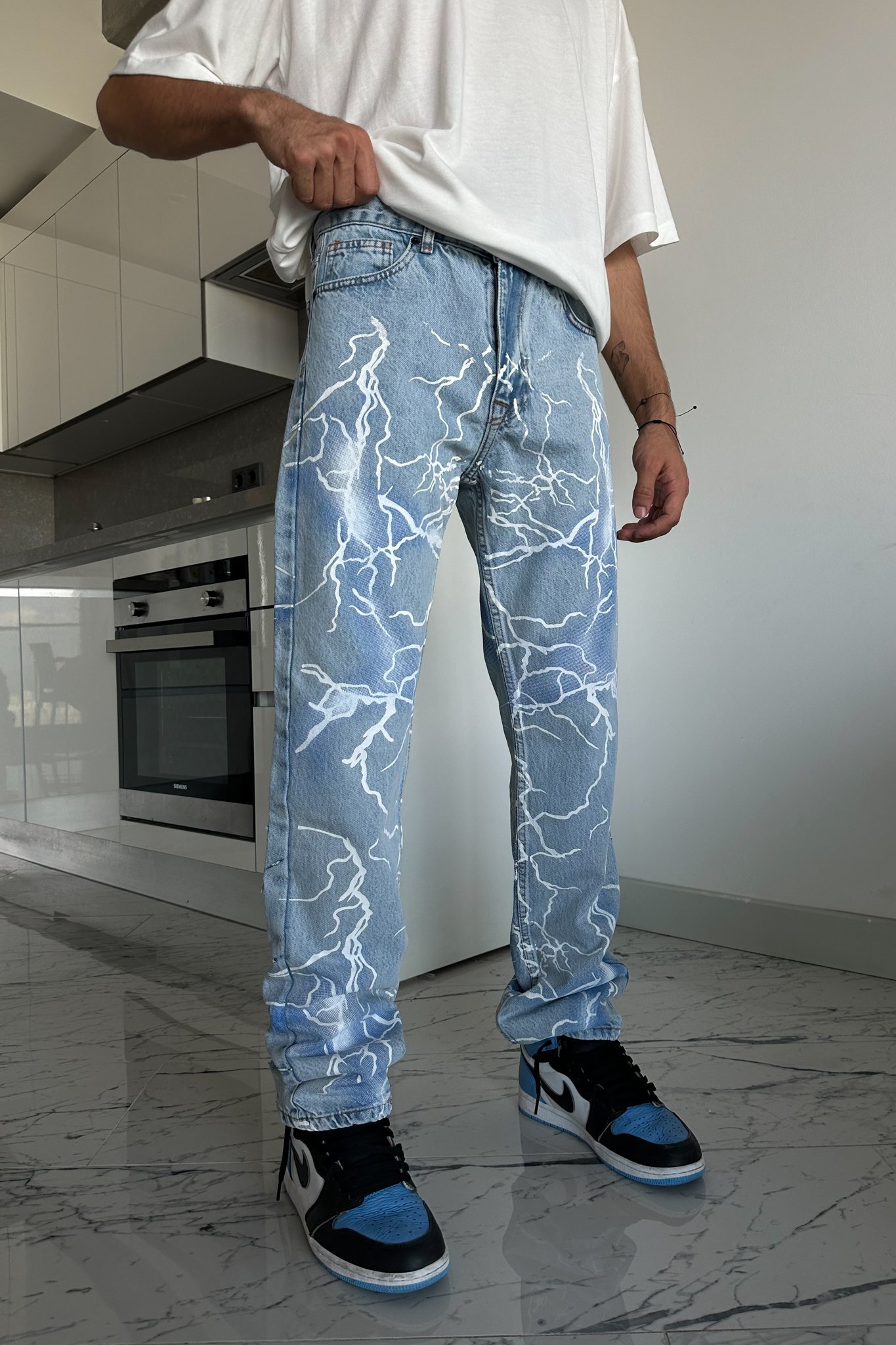 Yıldırım Baskılı Baggy Jean Pantolon