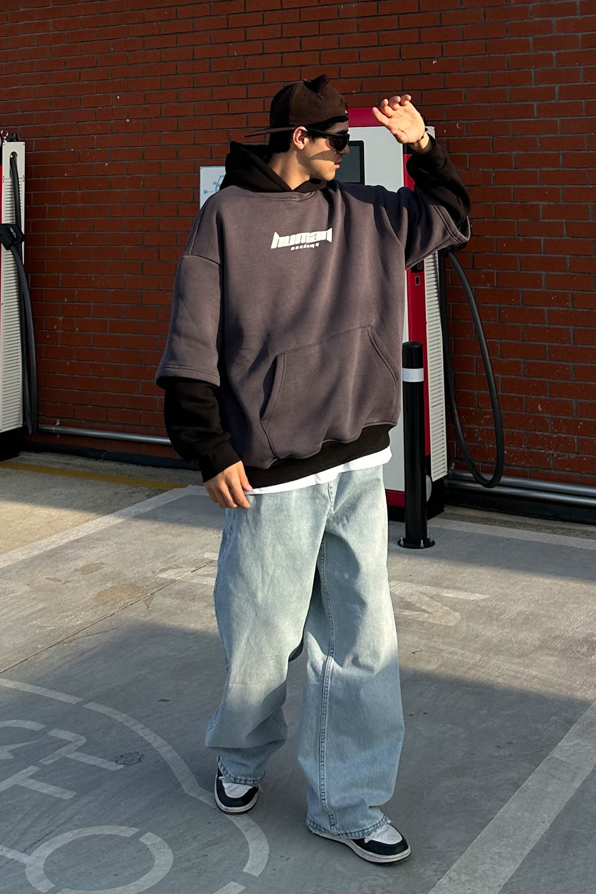 Human Academy Füme Oversize Sweatshirt