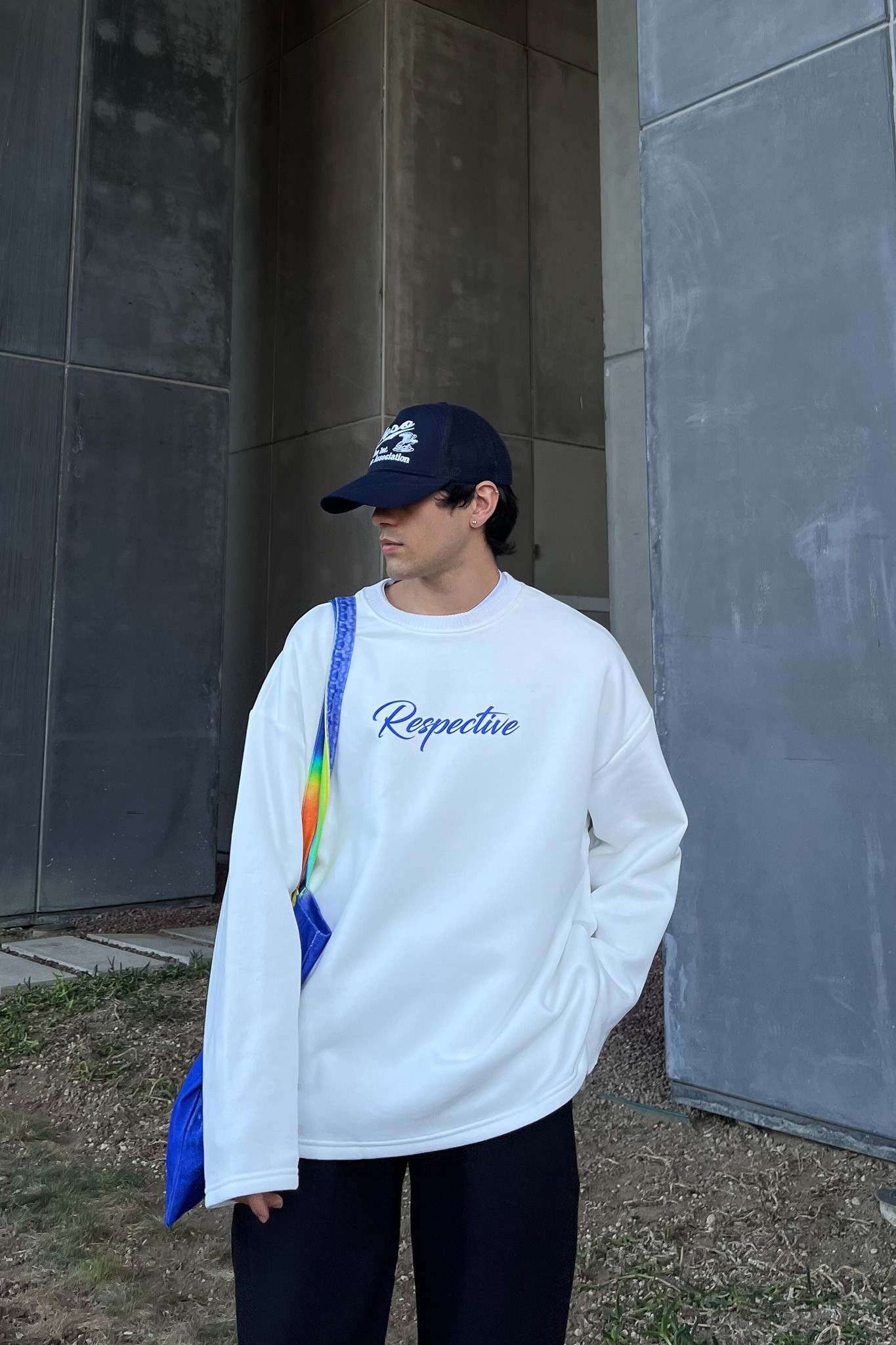 Respective Baskılı Ekru Oversize Sweatshirt