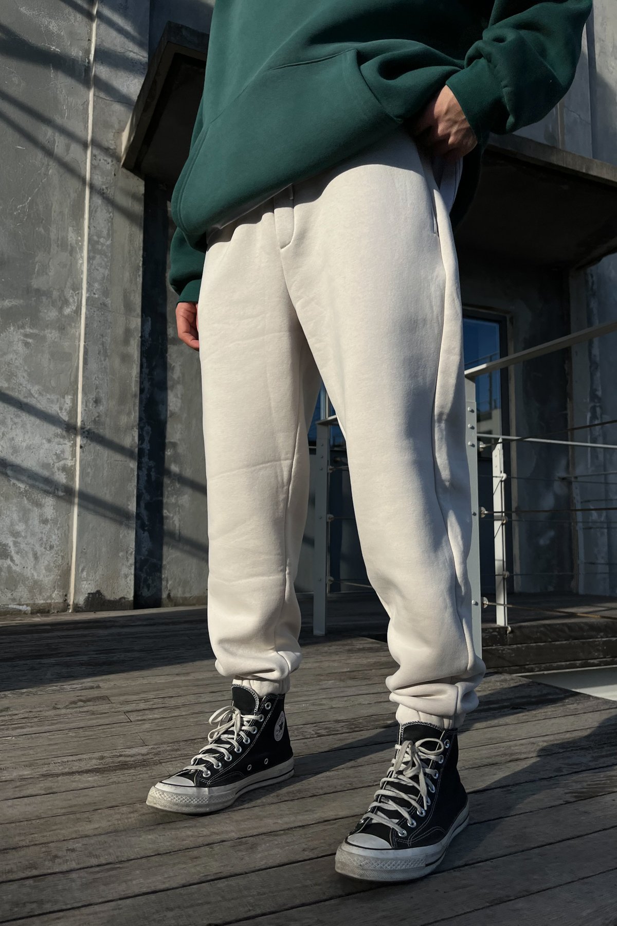 Şardonlu Jogger Bej Eşofman Altı