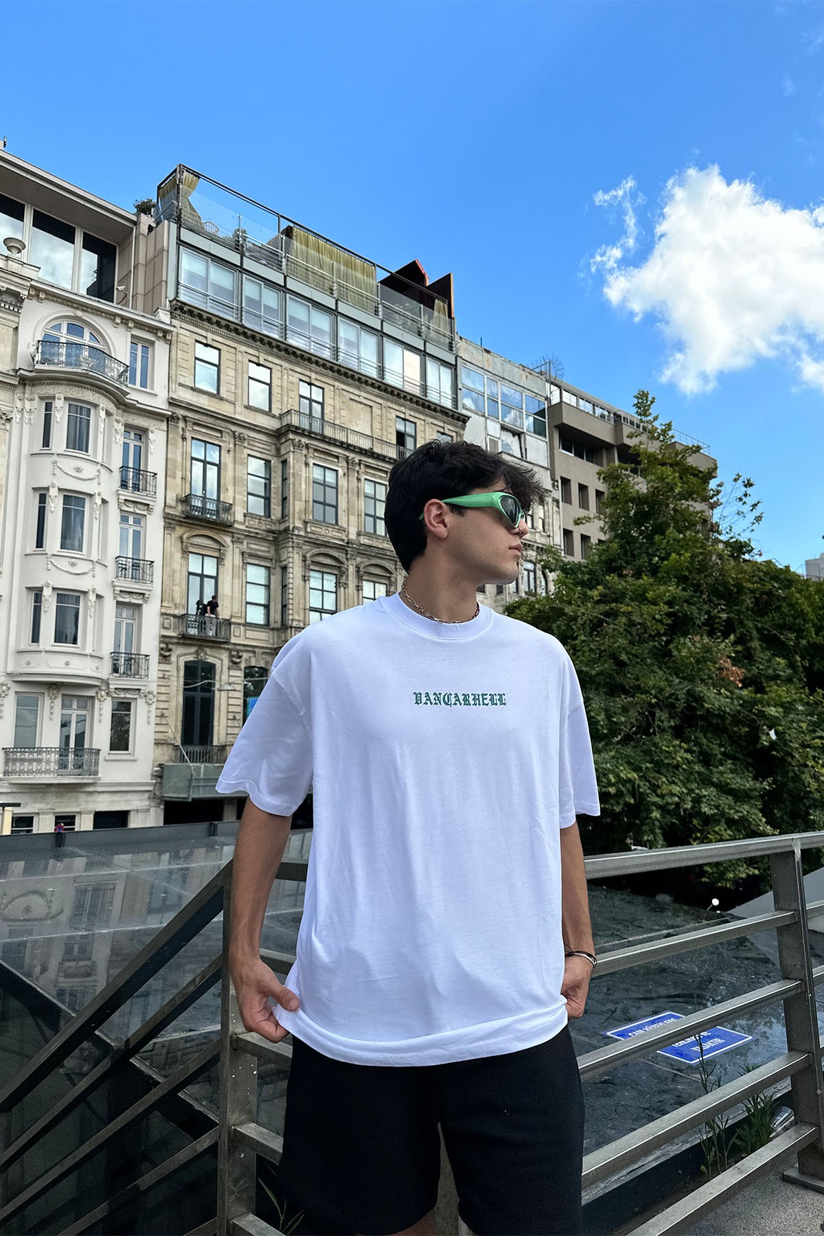 Sırt 28 Baskılı Oversize Beyaz T-Shirt