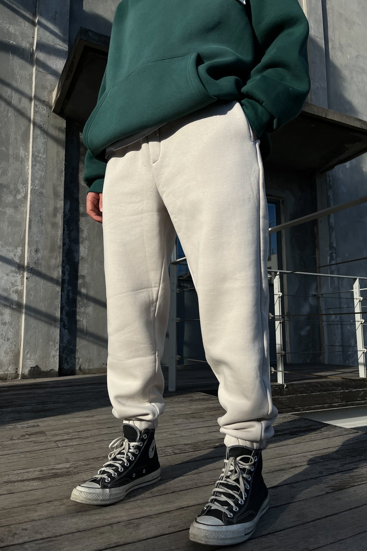 Şardonlu Jogger Bej Eşofman Altı