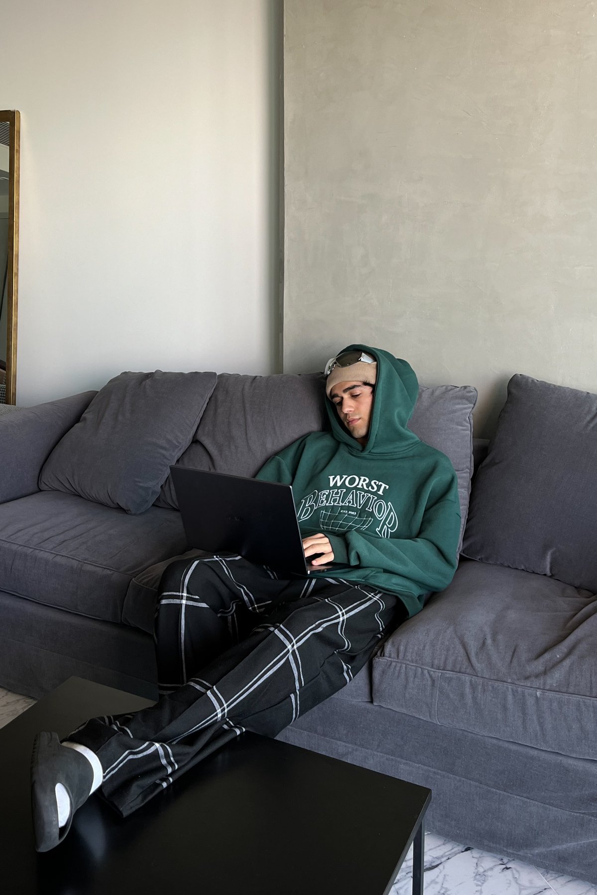 Ekose Desen Baggy Pijama Altı