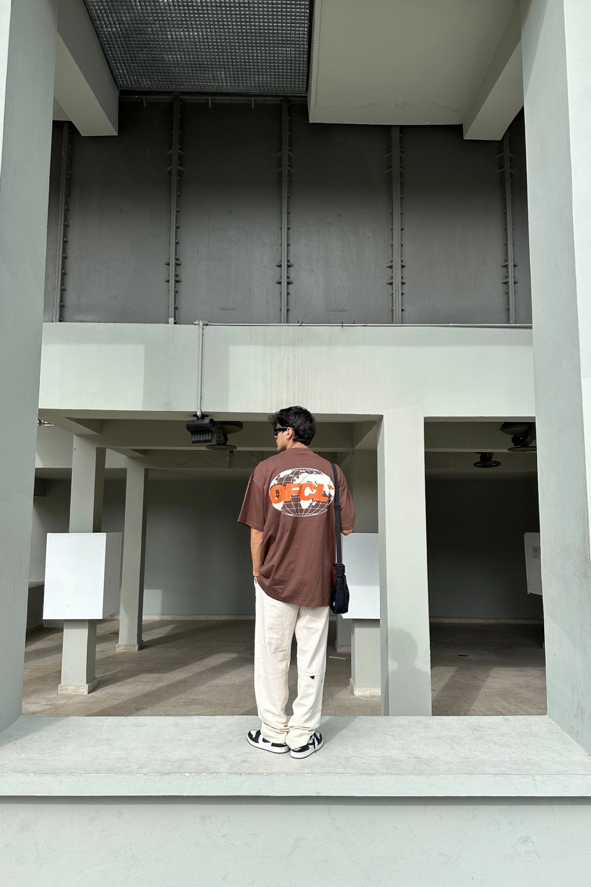 OFCL Baskılı Kahverengi Oversize T-Shirt