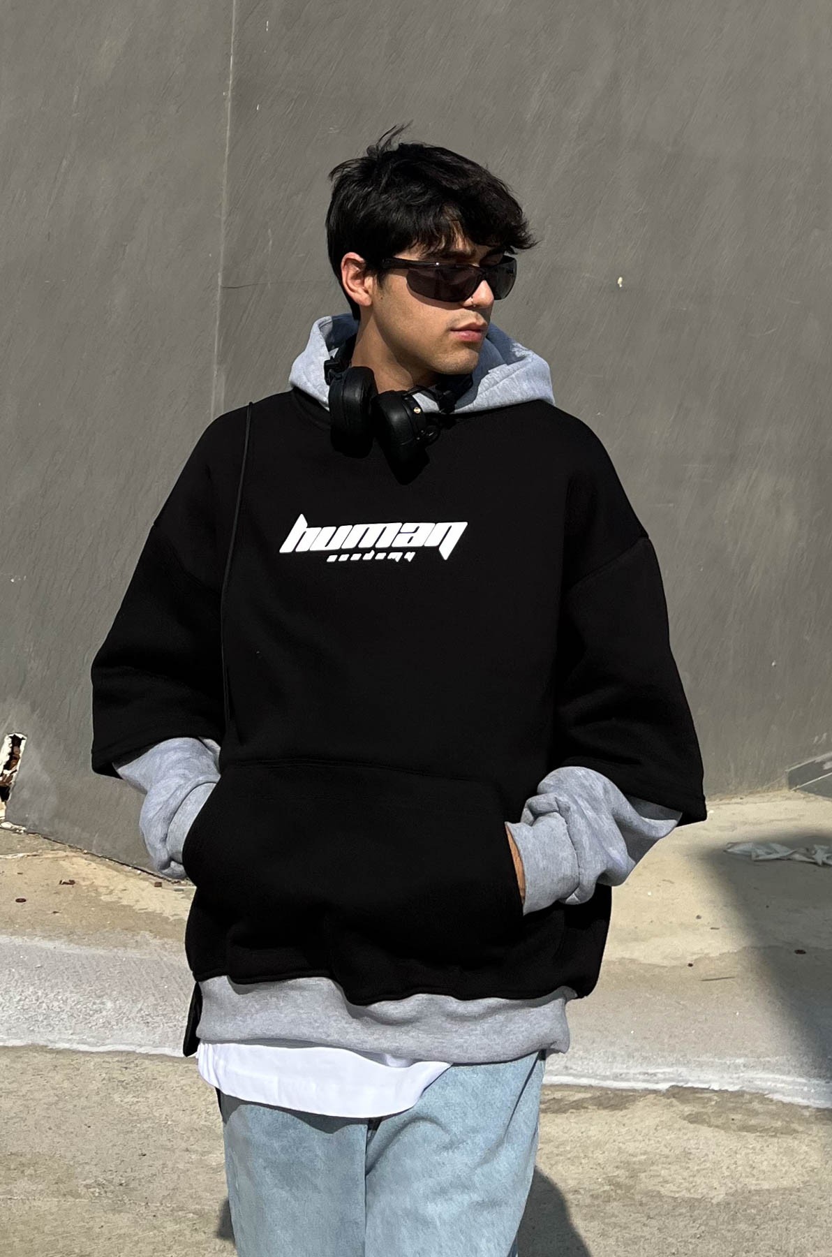 Human Academy Siyah Oversize Sweatshirt