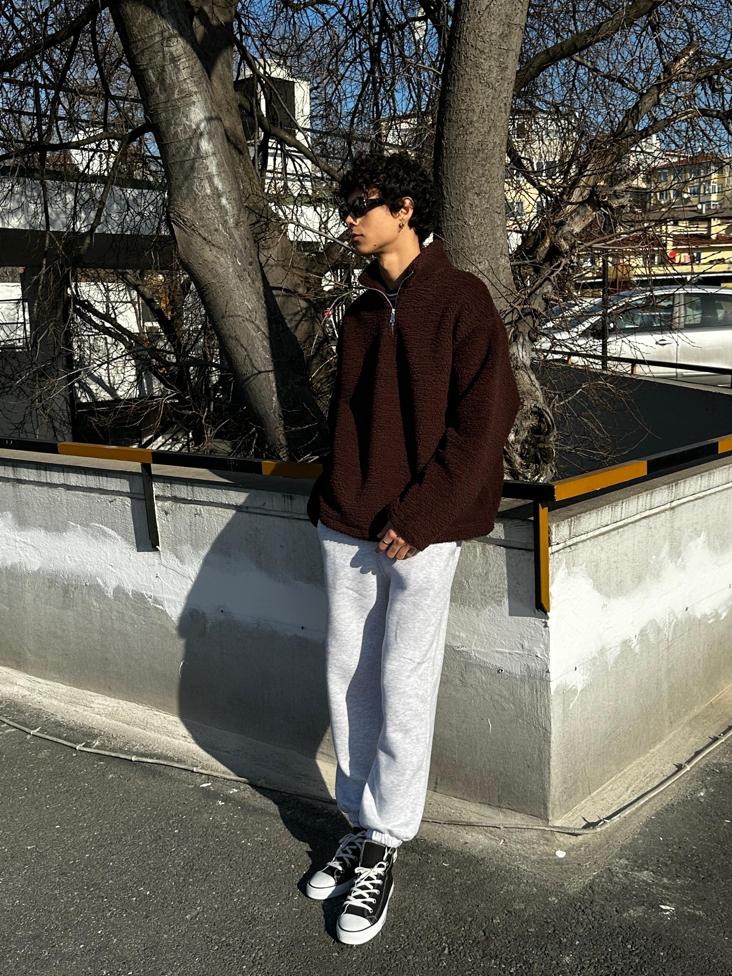 Fermuarlı Peluş Sweat