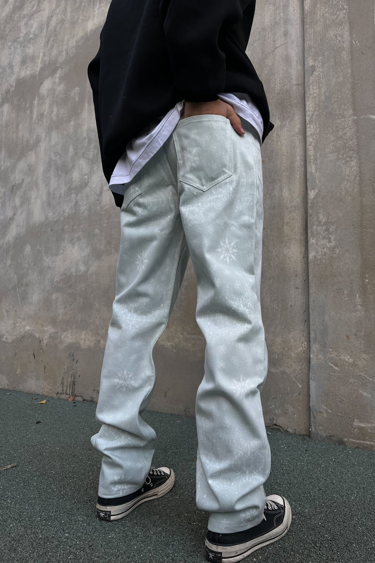 Etnik Desen Sage Baggy Pantolon